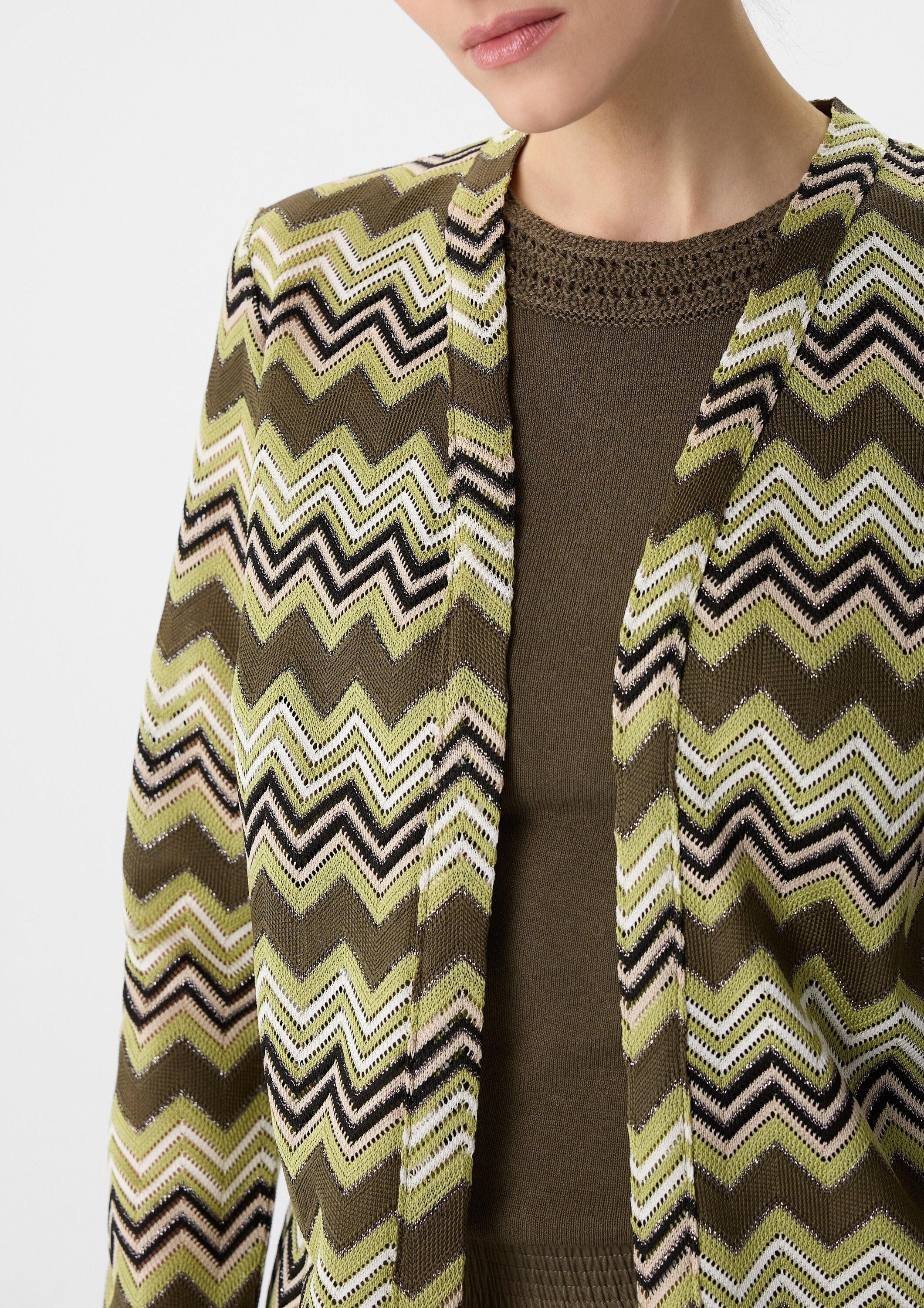 comma Cardigan T-Shirt Long-Cardigan aus Zick-Zack-Ajour
