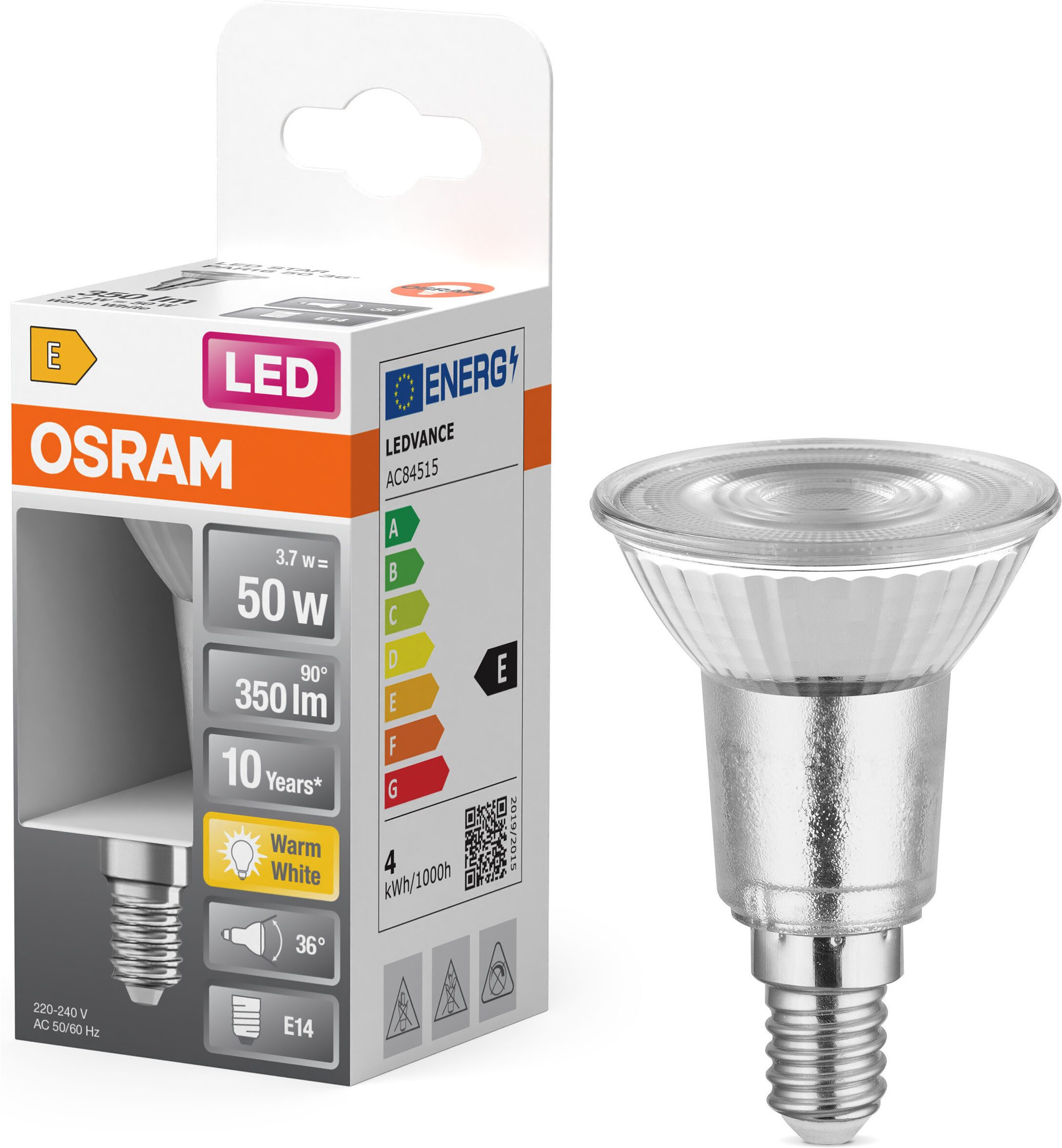 Osram LED-Leuchtmittel LED STAR PAR16 in PAR16-Form, E14, 1 St., Warmweiß