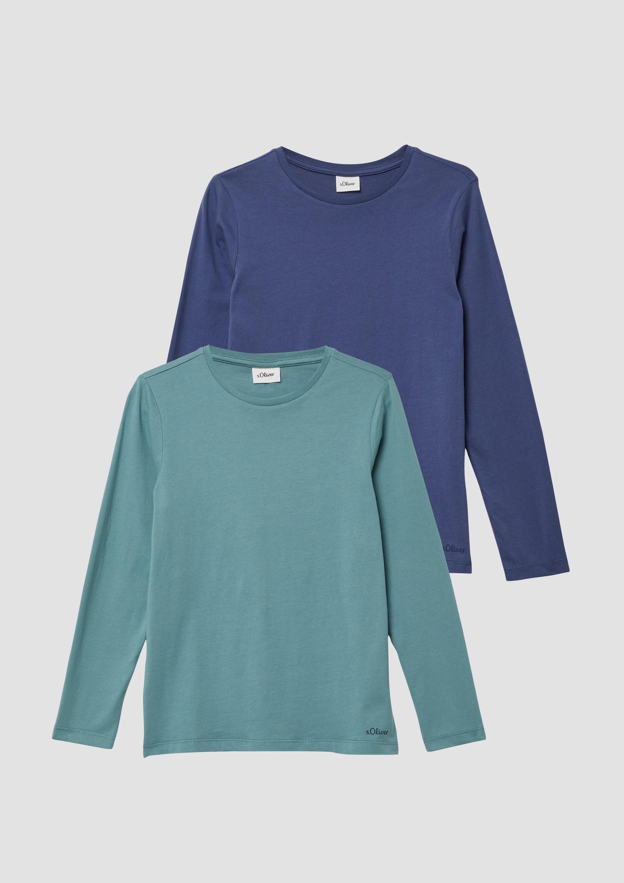 s.Oliver Langarmshirt T-Shirt Unisex Longsleeves aus Baumwolle im Doppelpack