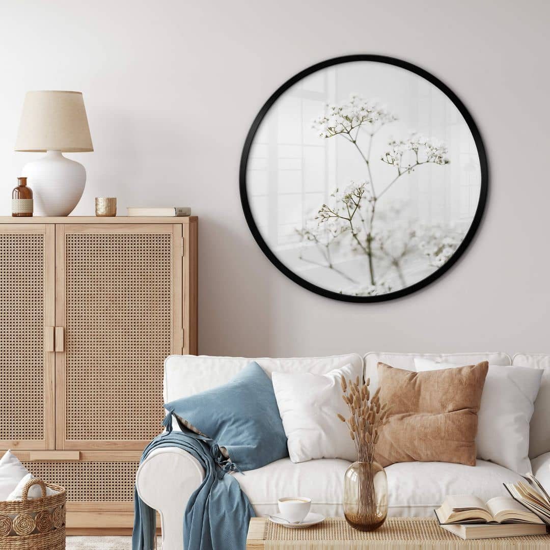 Poster Wandbild Poster Rund Blumenfotografie Annie Wiesenkerbel Boho Deko
