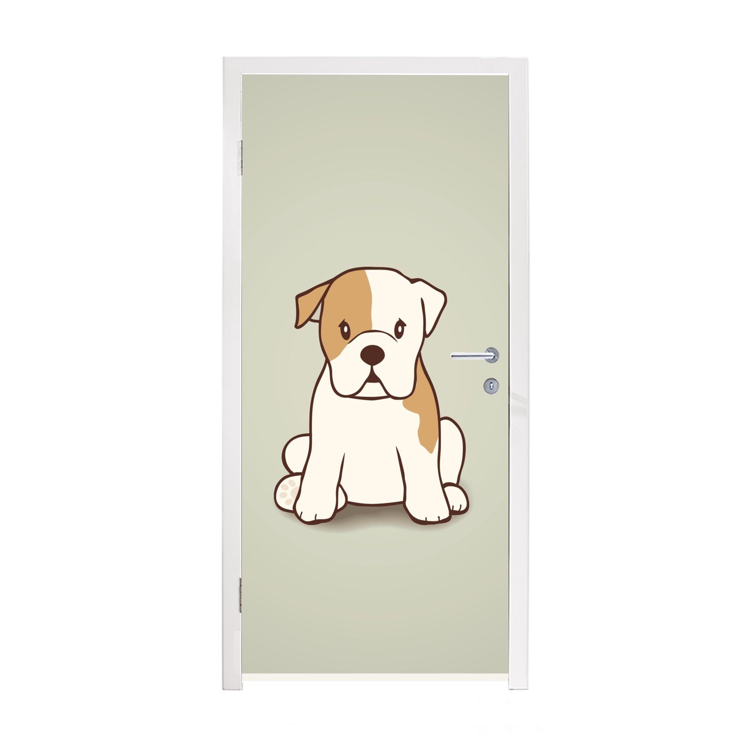 MuchoWow Türtapete Eine Illustration eines cm bedruckt, Bulldoggenwelpen, Tür, für (1 St), Türaufkleber, Fototapete 75x205 Matt