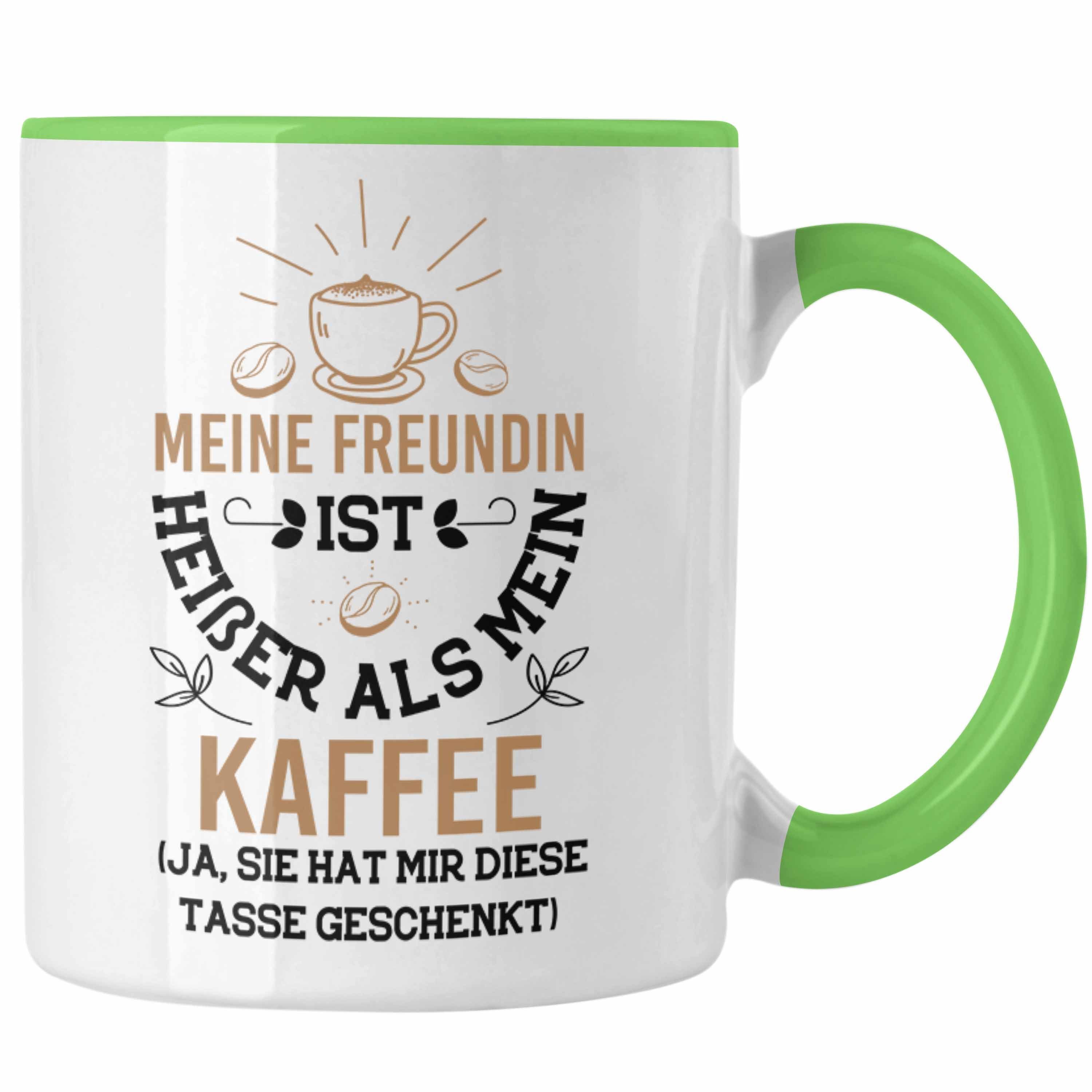 Trendation Tasse Trendation - Tasse für Freund Geschenk mit Sprüchen Valentinstag Kaffeetasse Ja Sie Hat Mir Diese Tasse Gekauft Grün