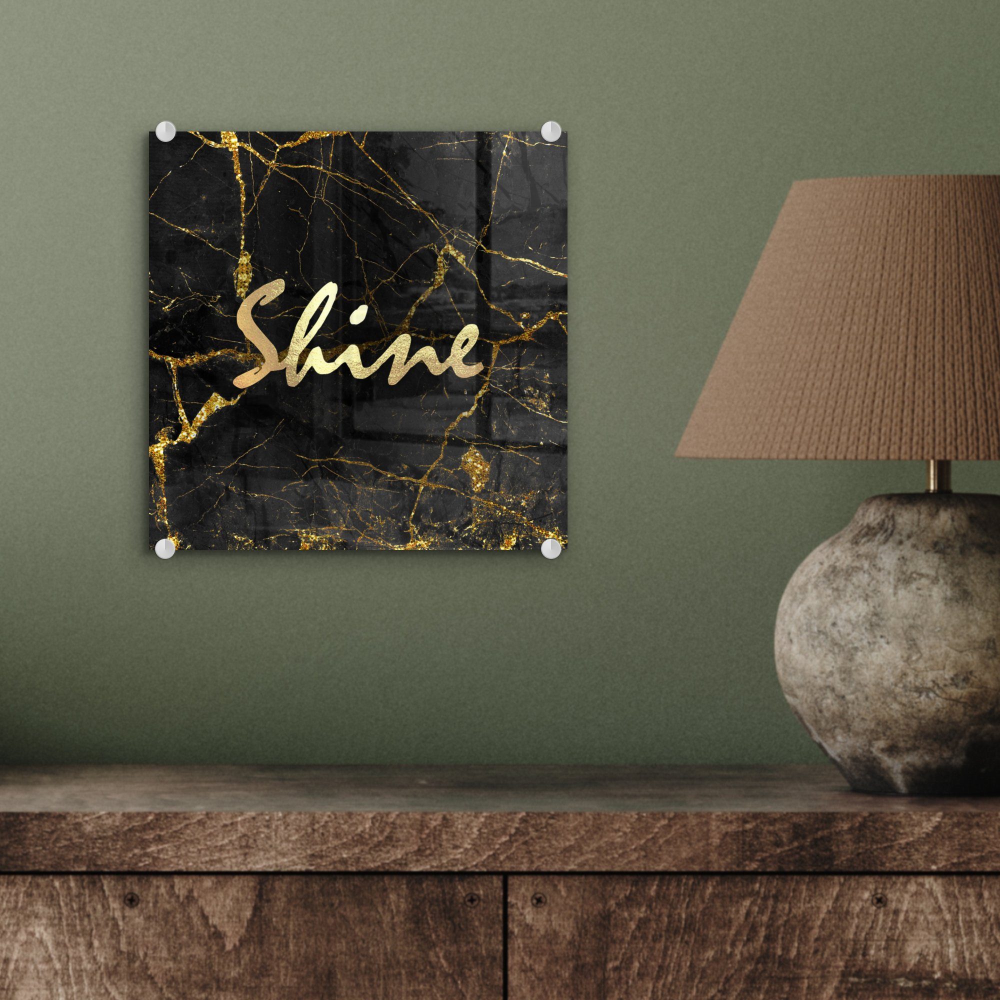St), Gold auf - auf - Zitat - Acrylglasbild - Glas Glasbilder Wanddekoration MuchoWow Glänzen (1 - Wandbild - Glas Bilder Foto Marmor,