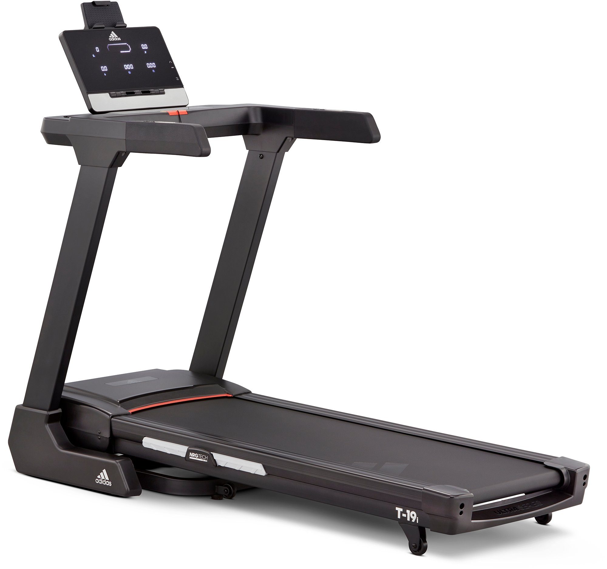adidas Performance Laufband T-19i (mit LED-Display, klappbar, mit Bluetooth und App-Funktion), bis max. 18 km/h, klappbar, mit Steigung, 120 kg max. Benutzergewicht