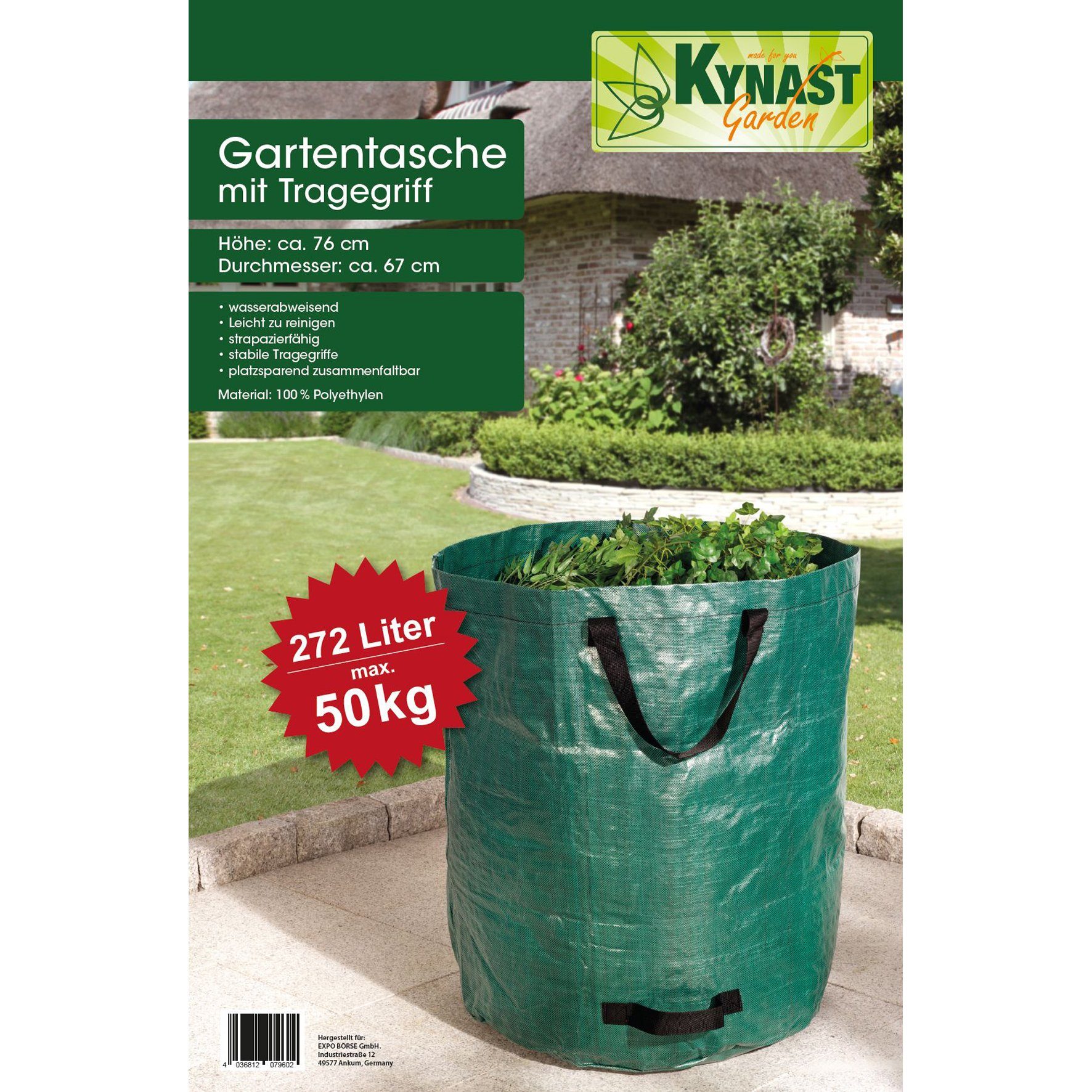 BigDean Gartenbox Gartenabfallsack faltbar 272 Liter Gartensack Laubsack