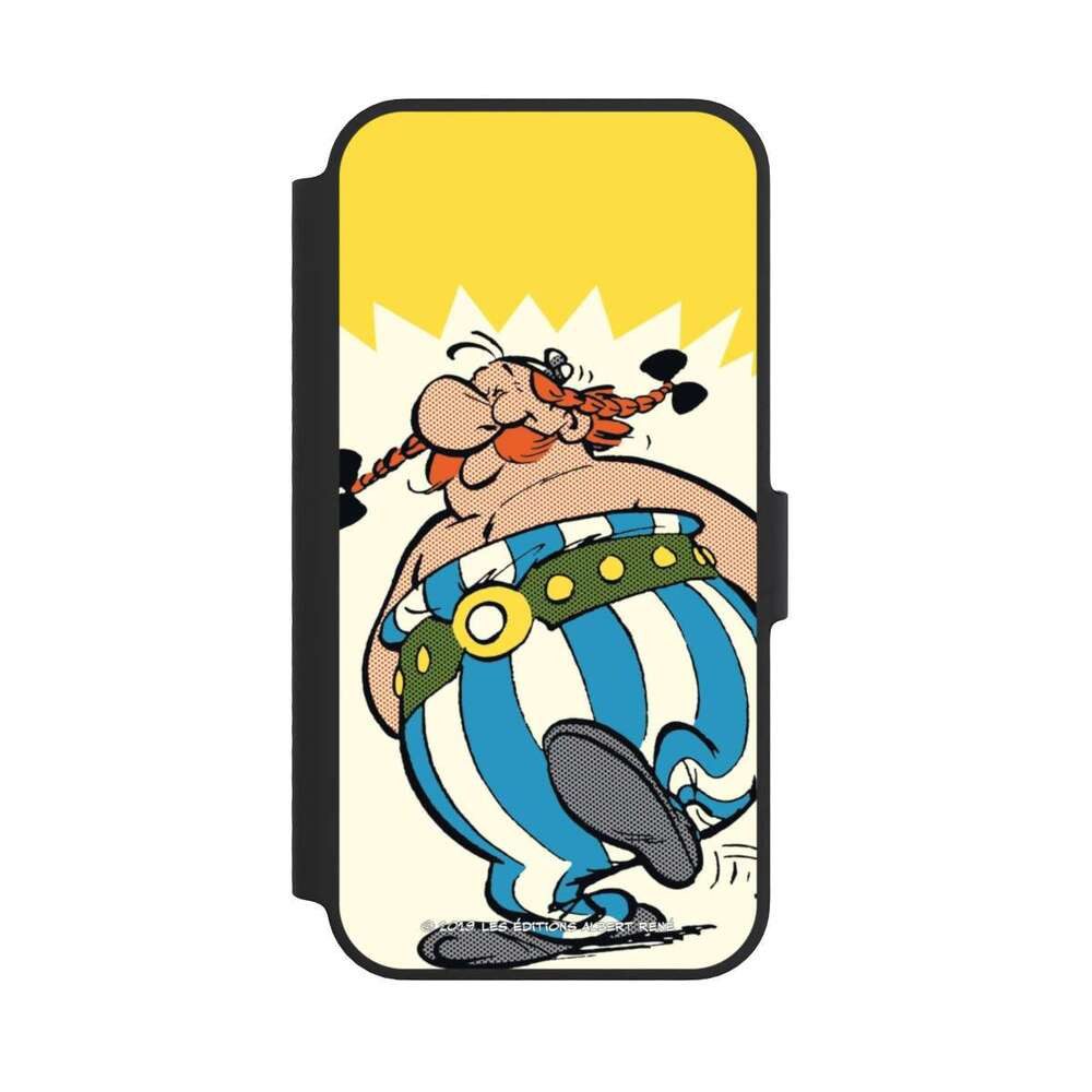 NIVOCASE Handyhülle Vintage Obelix Offizielles Lizenzprodukt Obélix Vintage, Apple iPhone 14 Klapphülle Handyhülle aus Kunst Leder NIVOflip schwarz