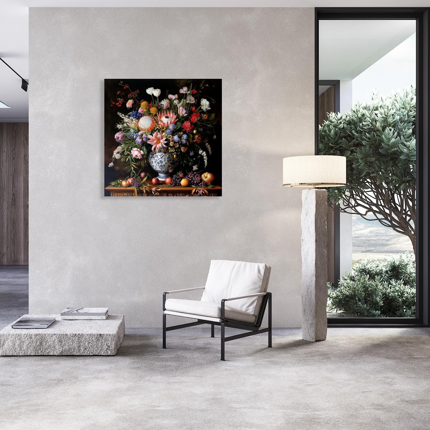 queence Leinwandbild Bunter Blumenstraß, Blumen, Blumenbilder, Gemälde, Kunst, Pflanzen, Pflanzenbilder, Romantisch, Stillleben, Vasen, Vasen & Töpfe (1 St), Premium-Leinwandstoff, Handarbeit aus Deutschland