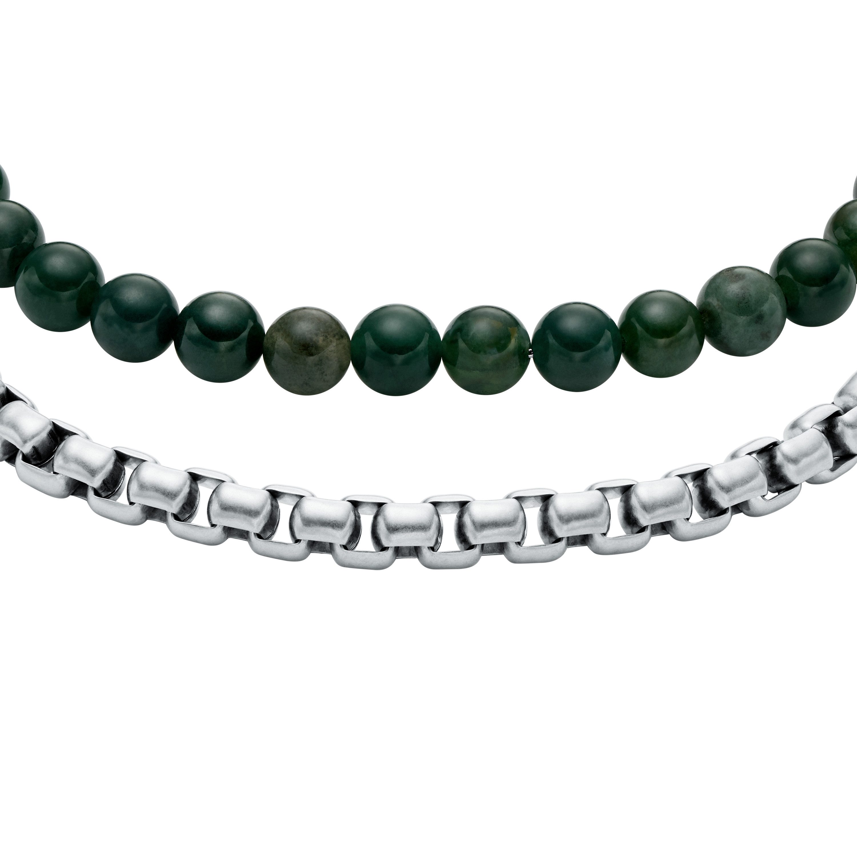Fossil Armband Set Schmuck Geschenk Edelstahl Armschmuck JEWELRY (Set, 2-tlg), mit Achat