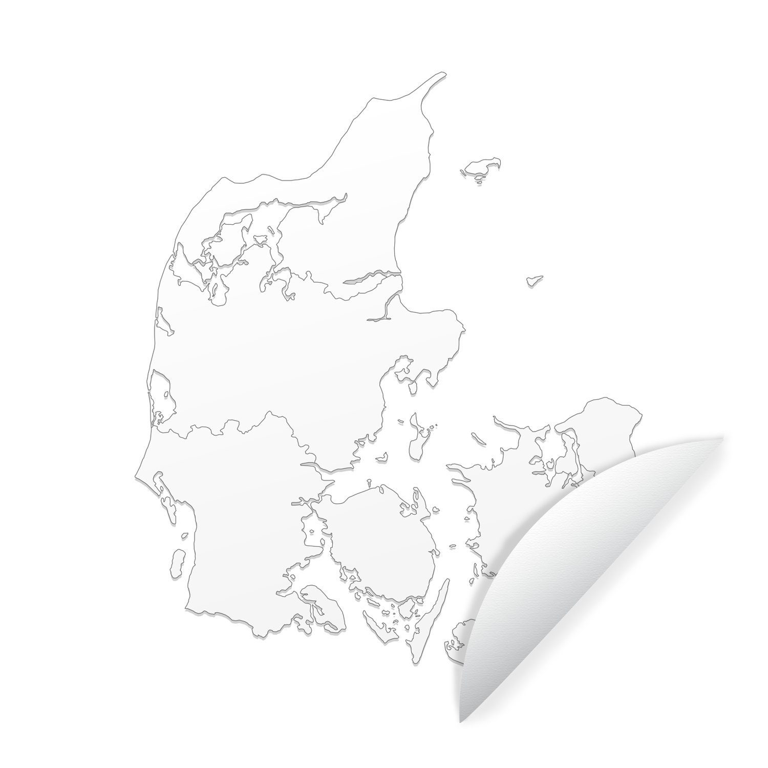 MuchoWow Wandsticker Schwarz-Weiß-Illustration eines weißen Dänemark (1 St), Tapetenkreis für Kinderzimmer, Tapetenaufkleber, Rund, Wohnzimmer