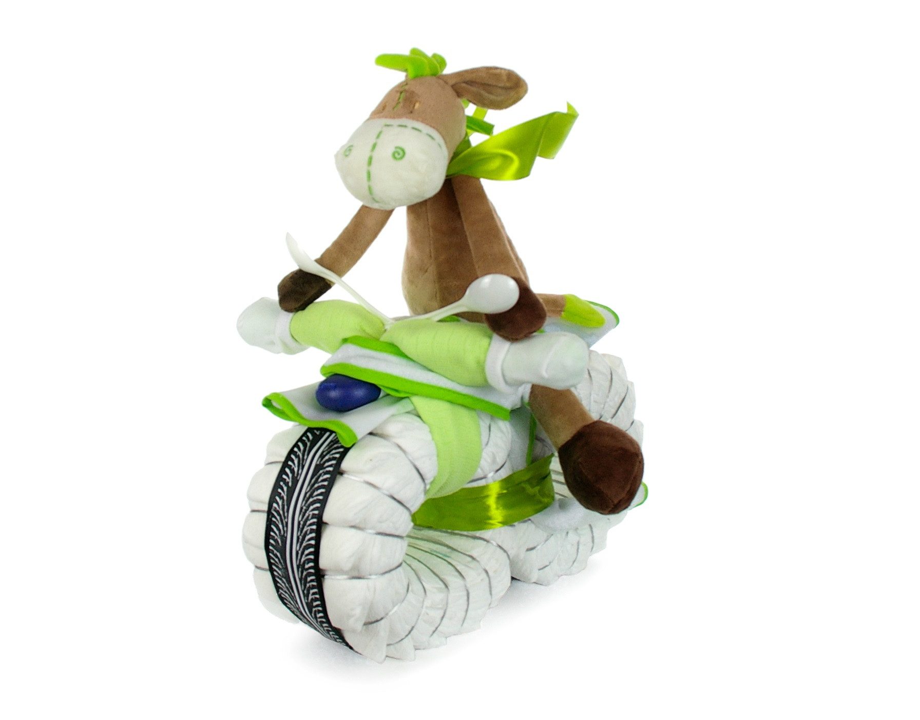 dubistda-WINDELTORTEN- Neugeborenen-Geschenkset Windeltorte Windelmotorrad Schlenkeresel