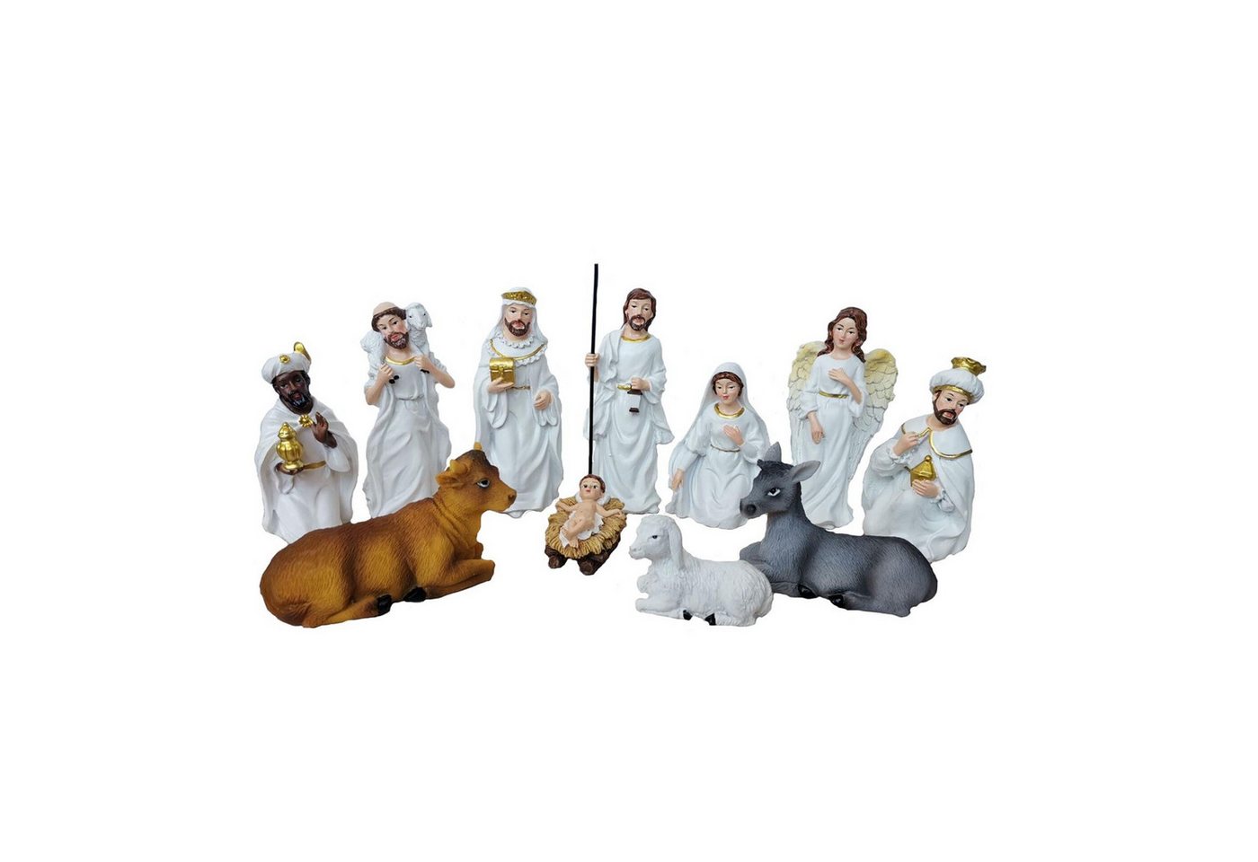Geschenkestadl Krippenfigur 11 Krippenfiguren Weihnachten in Weiß oder Bunt erhältlich (Set, 11tlg), Advent