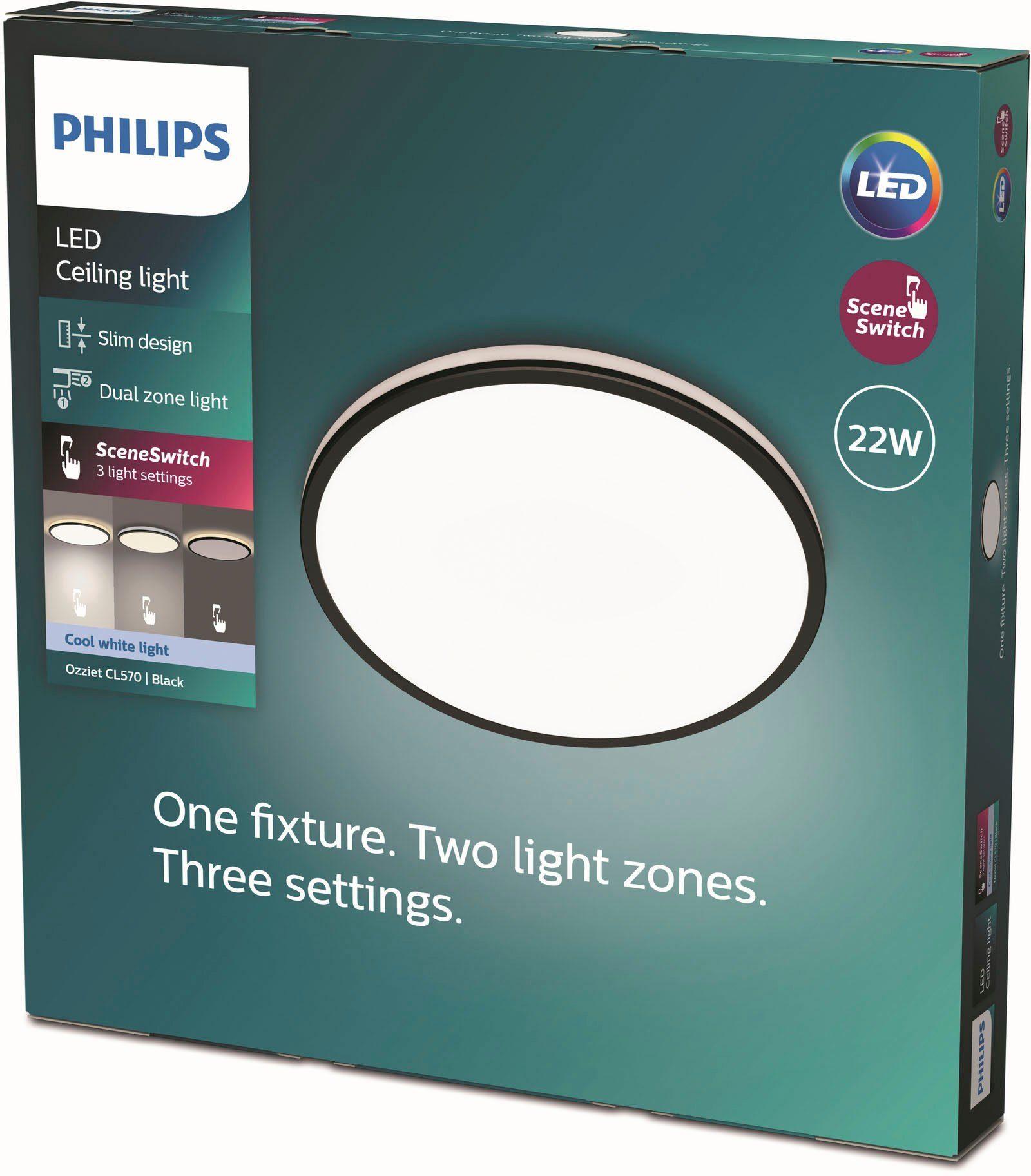 fest Tageslichtweiß Ozziet, LED LED integriert, Deckenleuchte Philips Dimmfunktion,