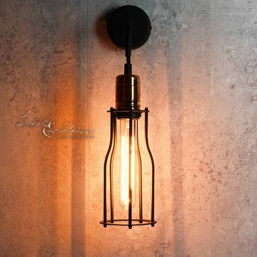 Licht-Erlebnisse Wandleuchte WORKSHOP, ohne Leuchtmittel, Wandlampe Schwarz Kupfer Industrie vintage Steam Punk Wohnzimmer Lampe
