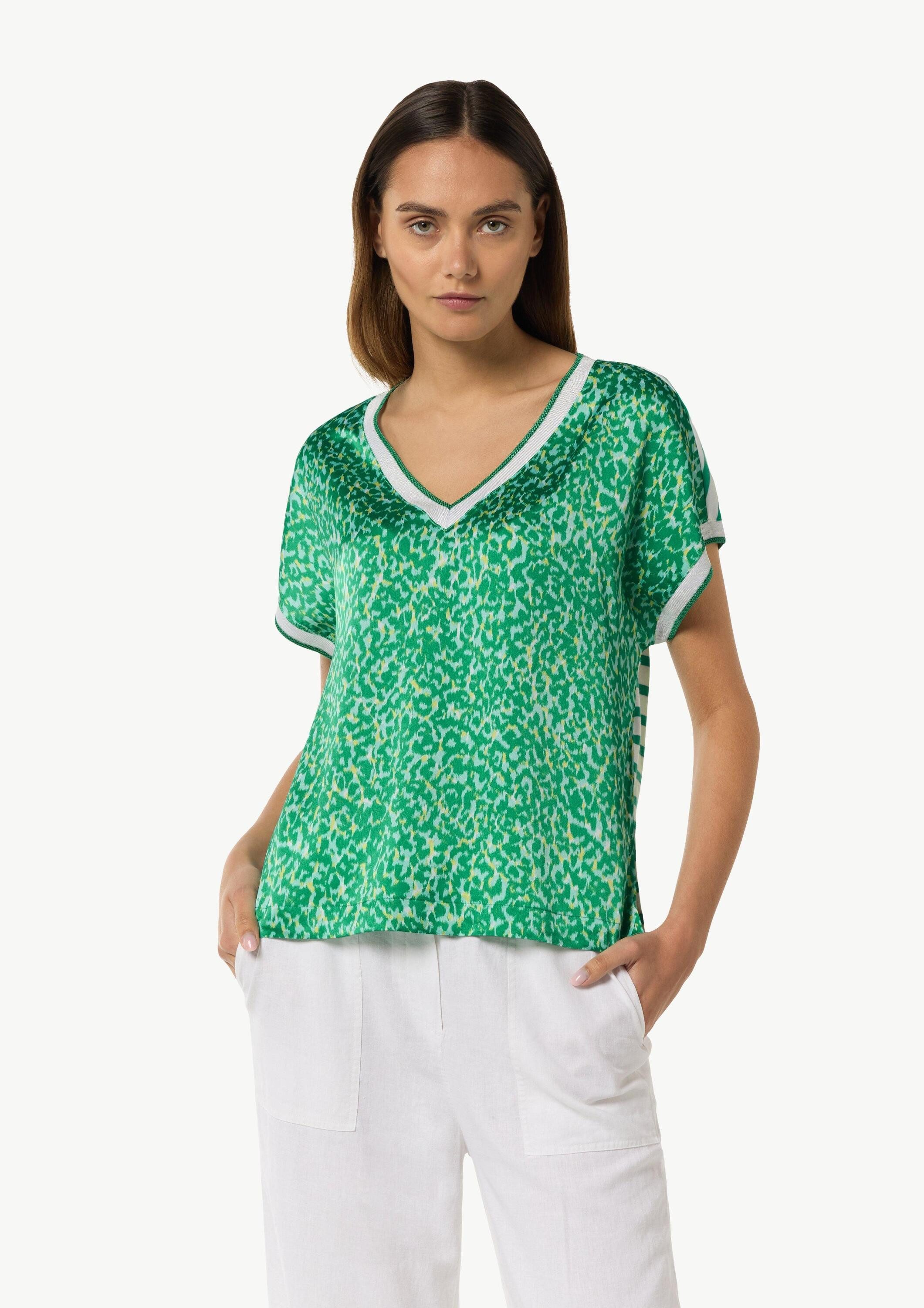 comma Kurzarmshirt T-Shirt T-Shirt im Fabricmix mit Front-Print günstig online kaufen