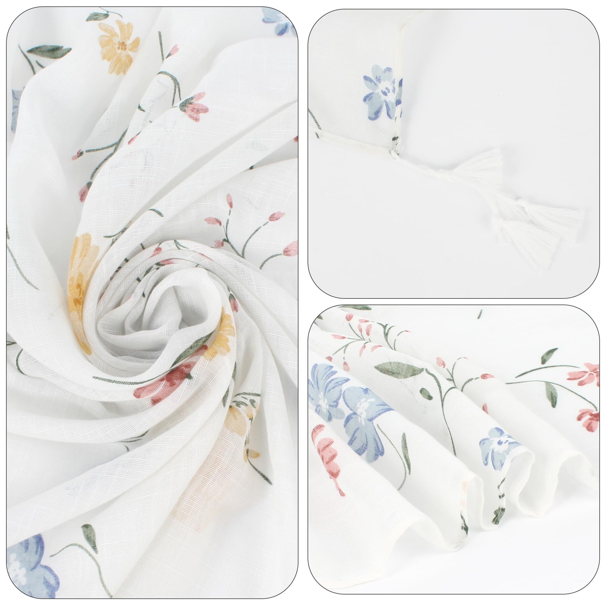 Bwecuy Modeschal Boho Damen Schal mit Blumenprint und Quasten, Leichter Sommer Schal, Modisches Halstuch, Hijab Schal und Stola für Alltag, Reisen