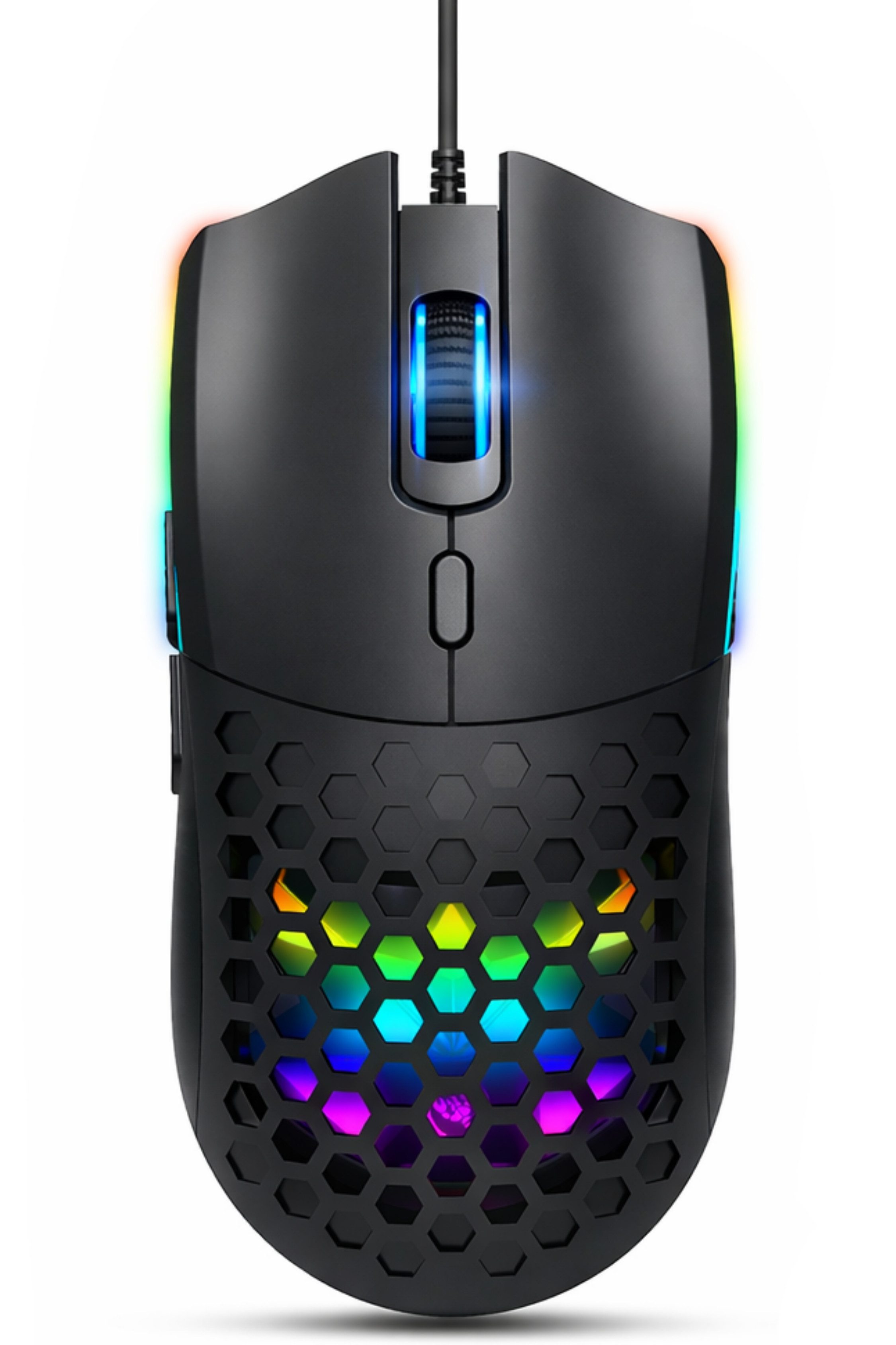 RUHE Gaming Maus RGB Kabelgebunden Maus Beleuchtung Plug & Play Laut Gaming-Maus (kabelgebunden, RGB, USB Optische Gamer Maus mit Kabel, für Spiele und Büro, 6400 dpi, 1,5M Einstellbar DPI Schwarz Weiß 6 Tasten für Laptop/PC/Mac/Computer)