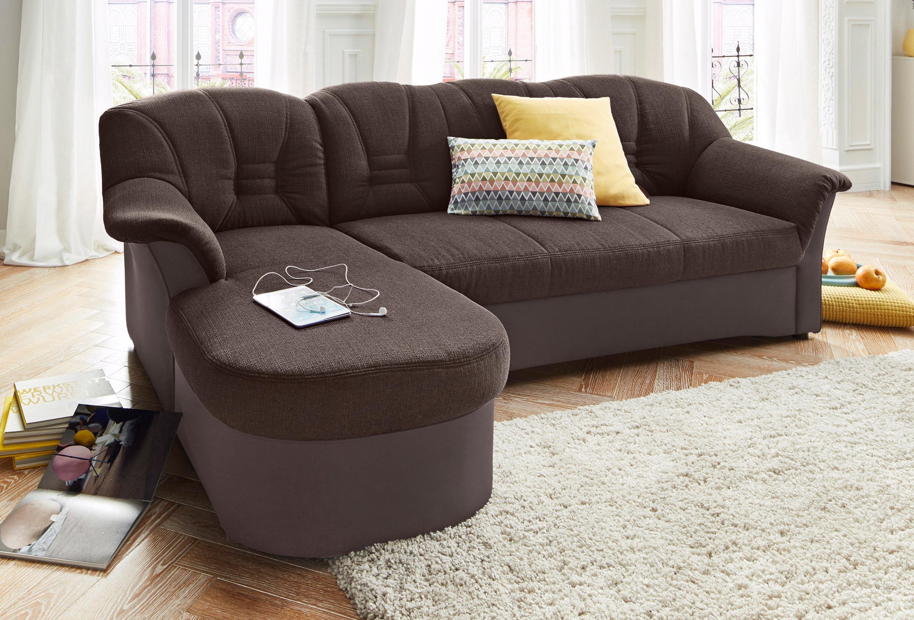 DOMO collection Ecksofa "Elva, zeitloses Design, elegante Rückensteppung, B günstig online kaufen