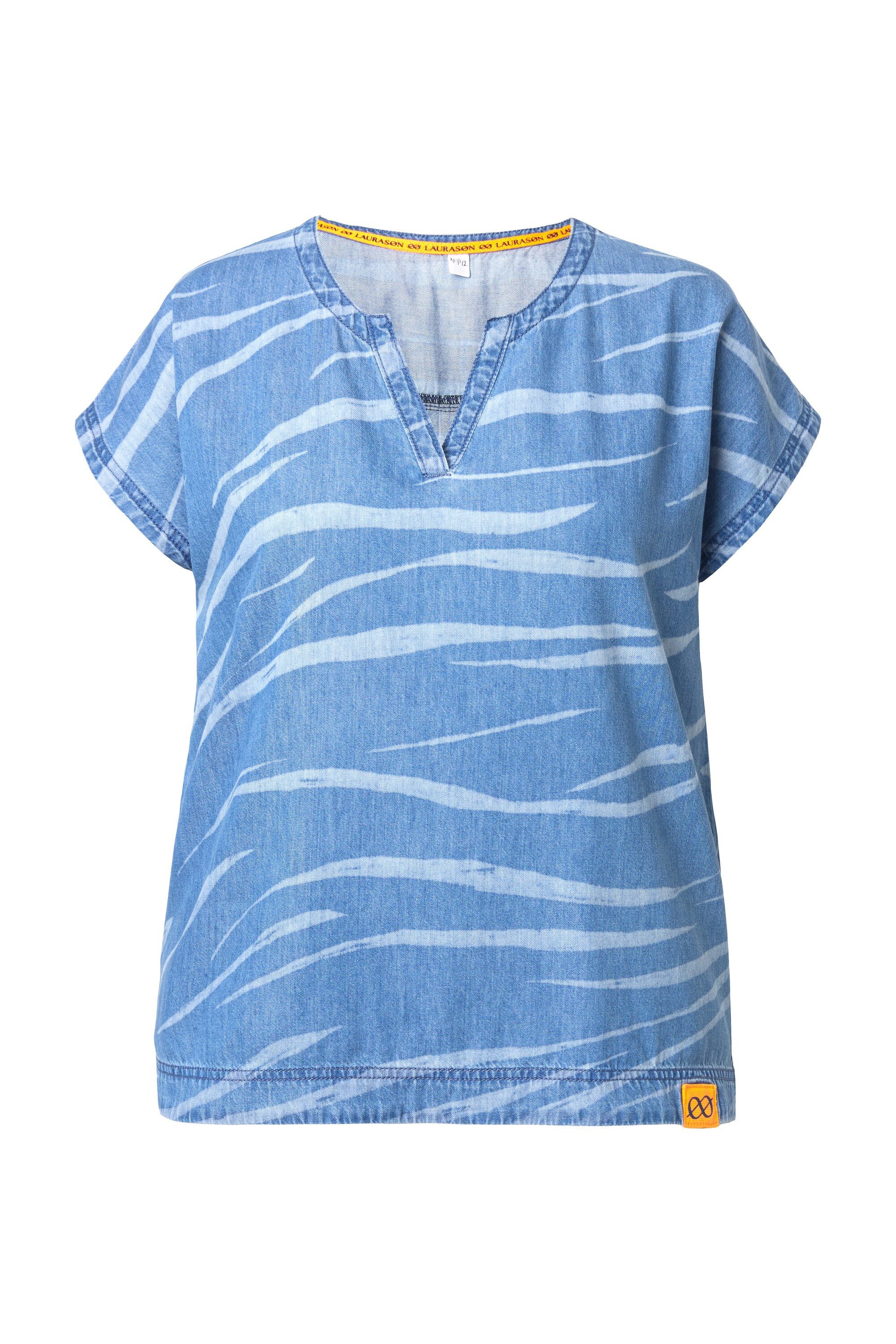 Laurasøn Druckbluse Jeansbluse V-Ausschnitt Laserprint günstig online kaufen