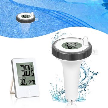 Novzep Aquarienthermometer Pool-Thermometer, digitales Schwimmbad-Thermometer, kabellos, Wassertemperaturanzeige mit Innenthermometern für Schwimmbäder