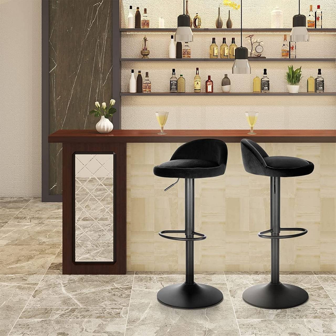 EUGAD Barhocker (2 St), 120kg belastbar höhenverstellbar Samt Metall günstig online kaufen