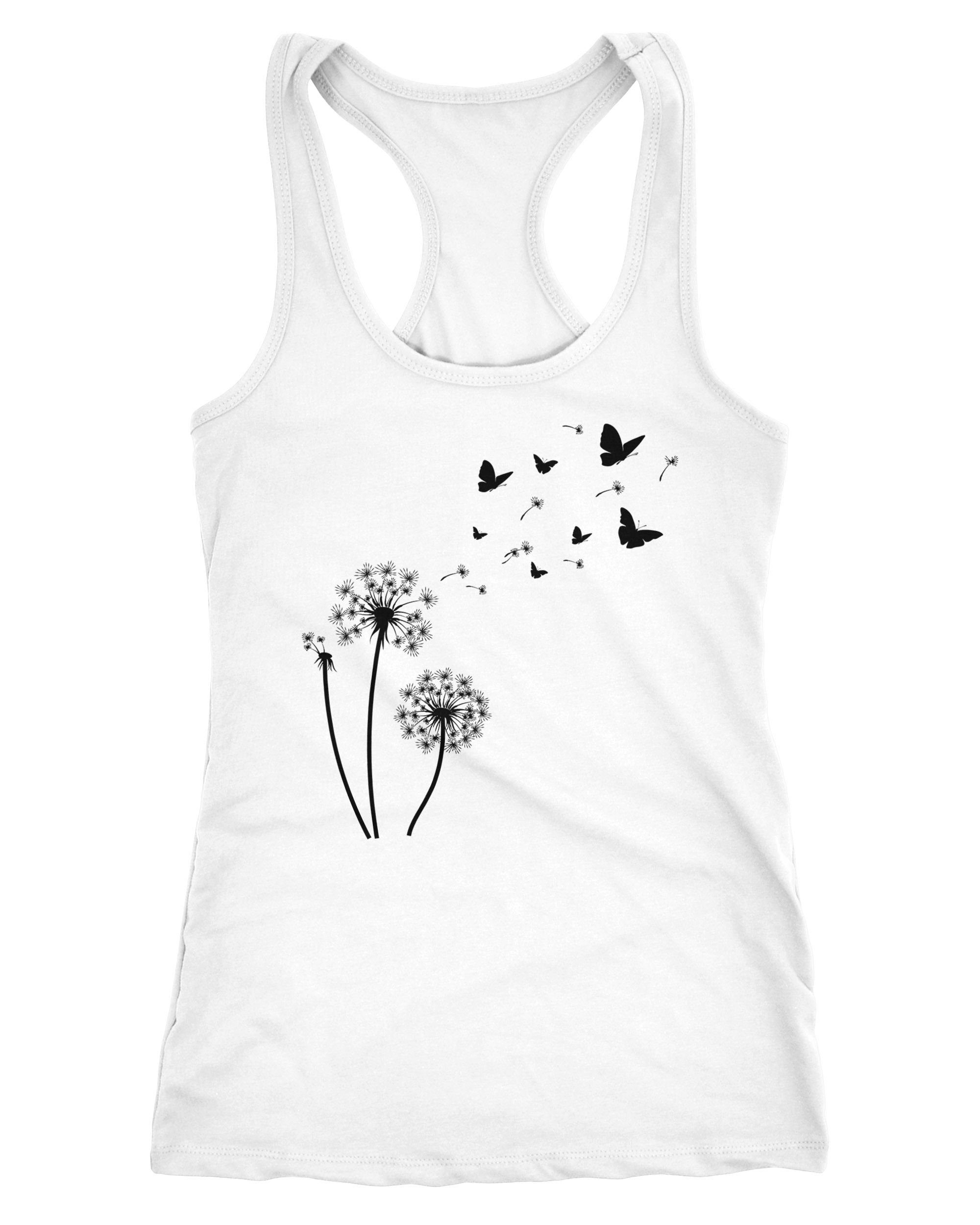 Neverless Tanktop Damen Tank-Top Pusteblume Schmetterlinge Dandelion Butterflys