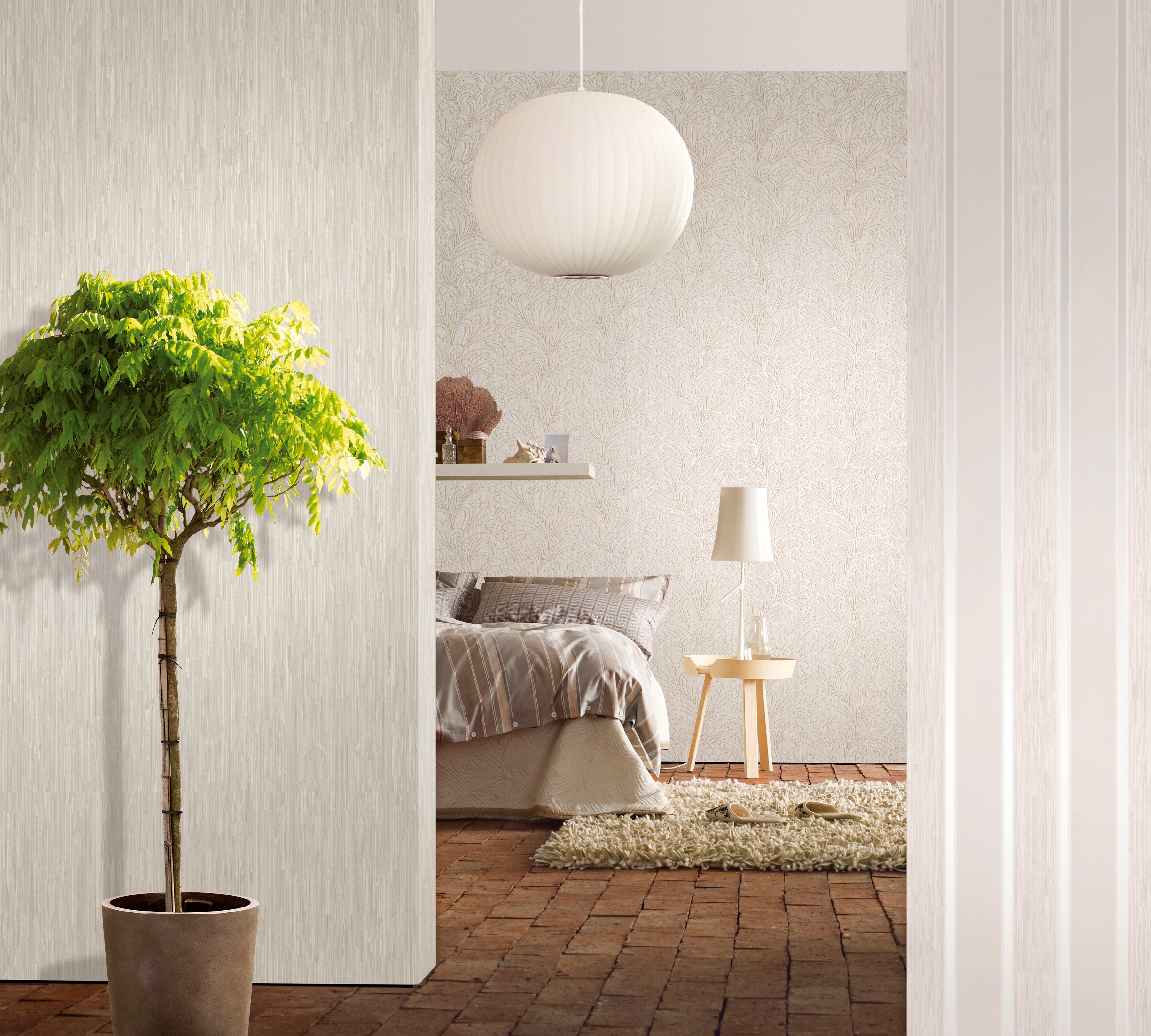 Marburg Vliestapete Grau, Strukturmuster, moderne Tapete für Wohnzimmer Schlafzimmer Küche