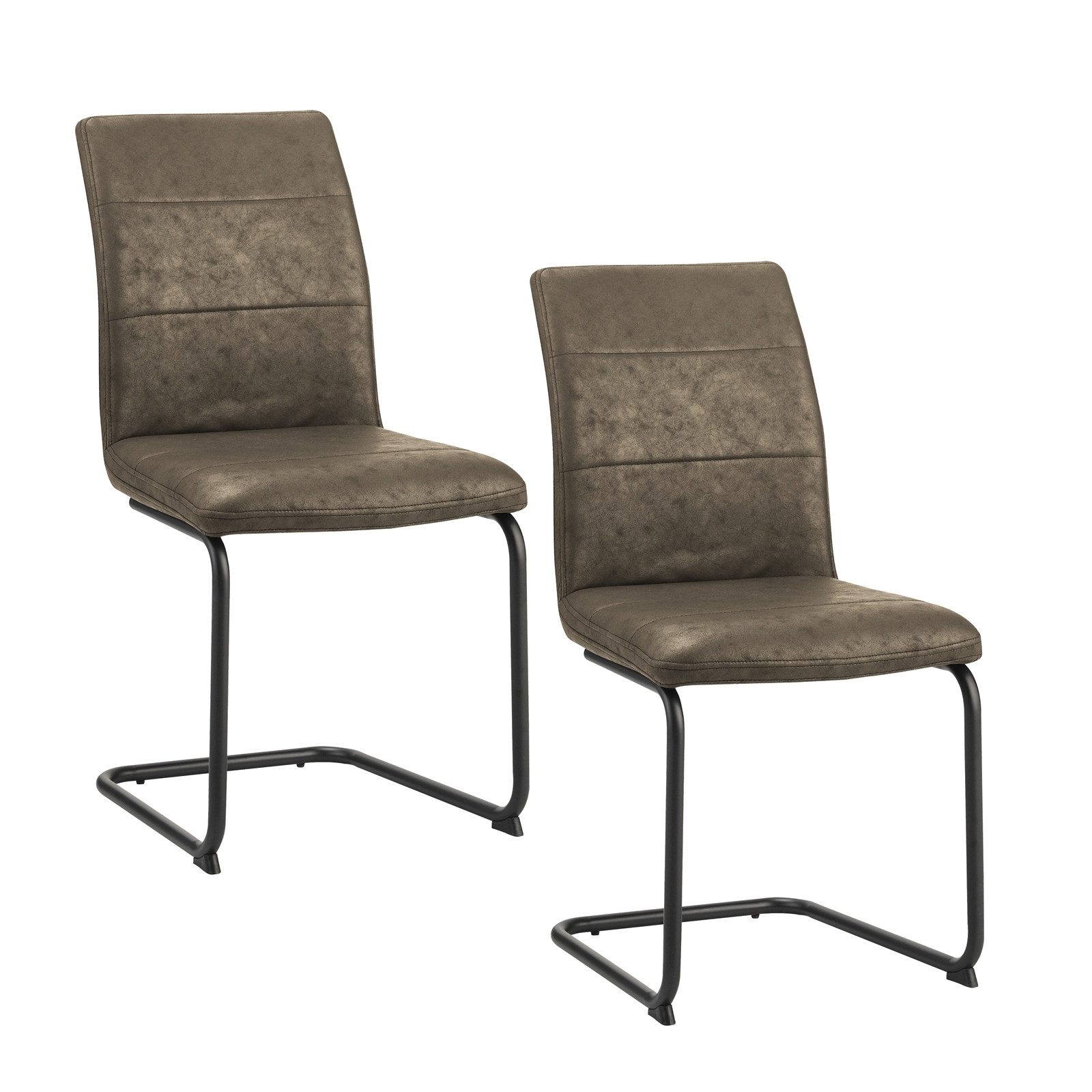 Freischwinger Schwingstuhl Antikhellbraun 2er Set Enie