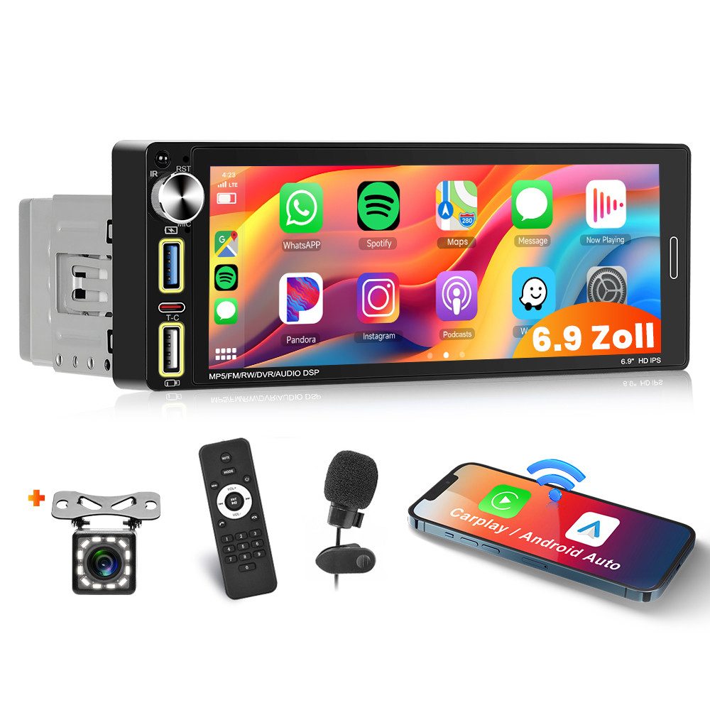 1DIN 6.9“ IPS HD Touchscreen Monitor Universal Auto mp5 Player Autoradio