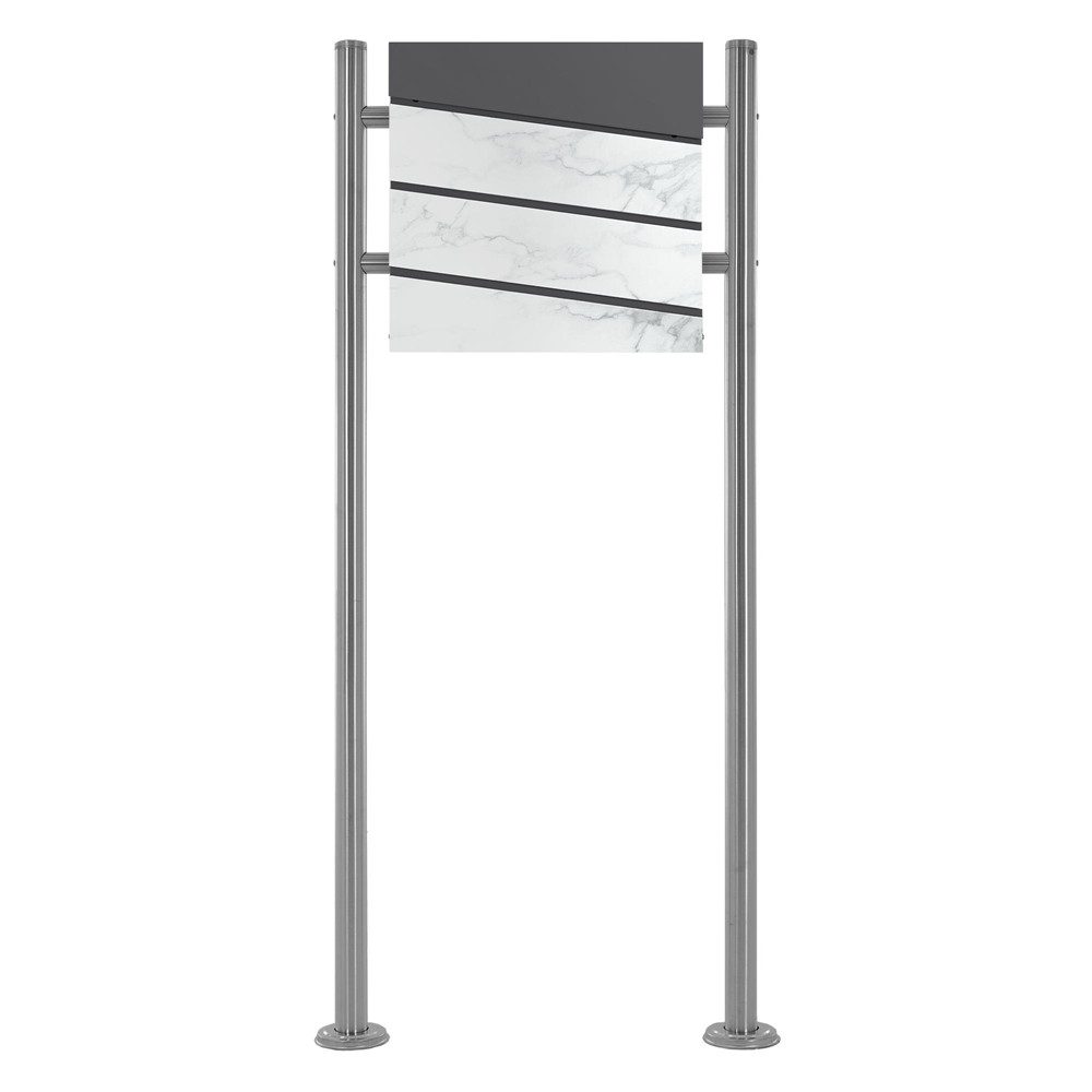 ML-DESIGN Standbriefkasten Briefkasten Postkasten mit Zeitungsfach, inkl. Standfuß, Briefkastenanlage mit Ständer Silber 120cm Mailbox mit Pfosten