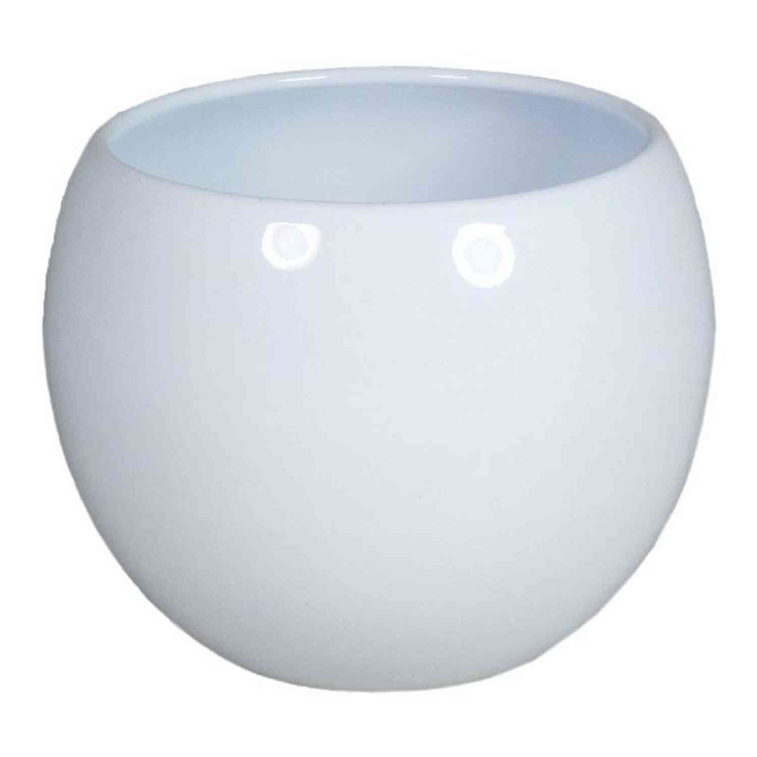 INNA-Glas Blumentopf Keramik Pflanztopf, Ø13cm, 9,5cm, weiß