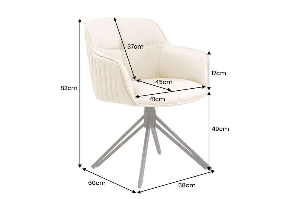 riess-ambiente Polsterstuhl EUPHORIA beige/schwarz – Echtleder, drehbar, Metall-Füße, mit Armlehne (Einzelartikel, 1 St), mit 180° Drehfunktion und Autoreturn – – Bild 3 von 5