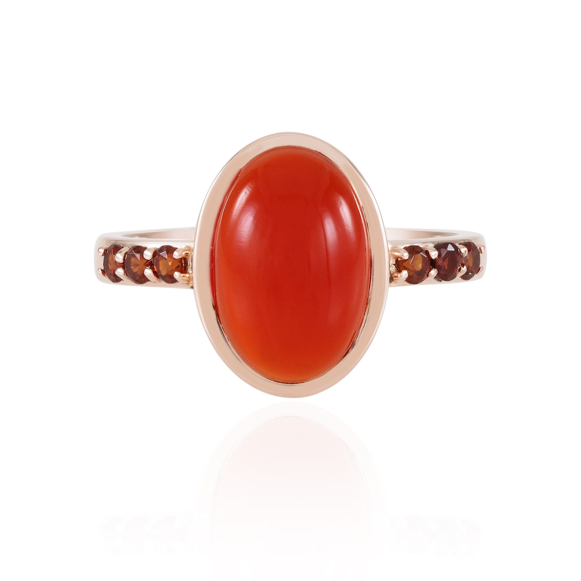Cavill Silberring Cavill Karneolring 3,15 ct, Sterlingsilber roséplattiert mit Granat (1-tlg)