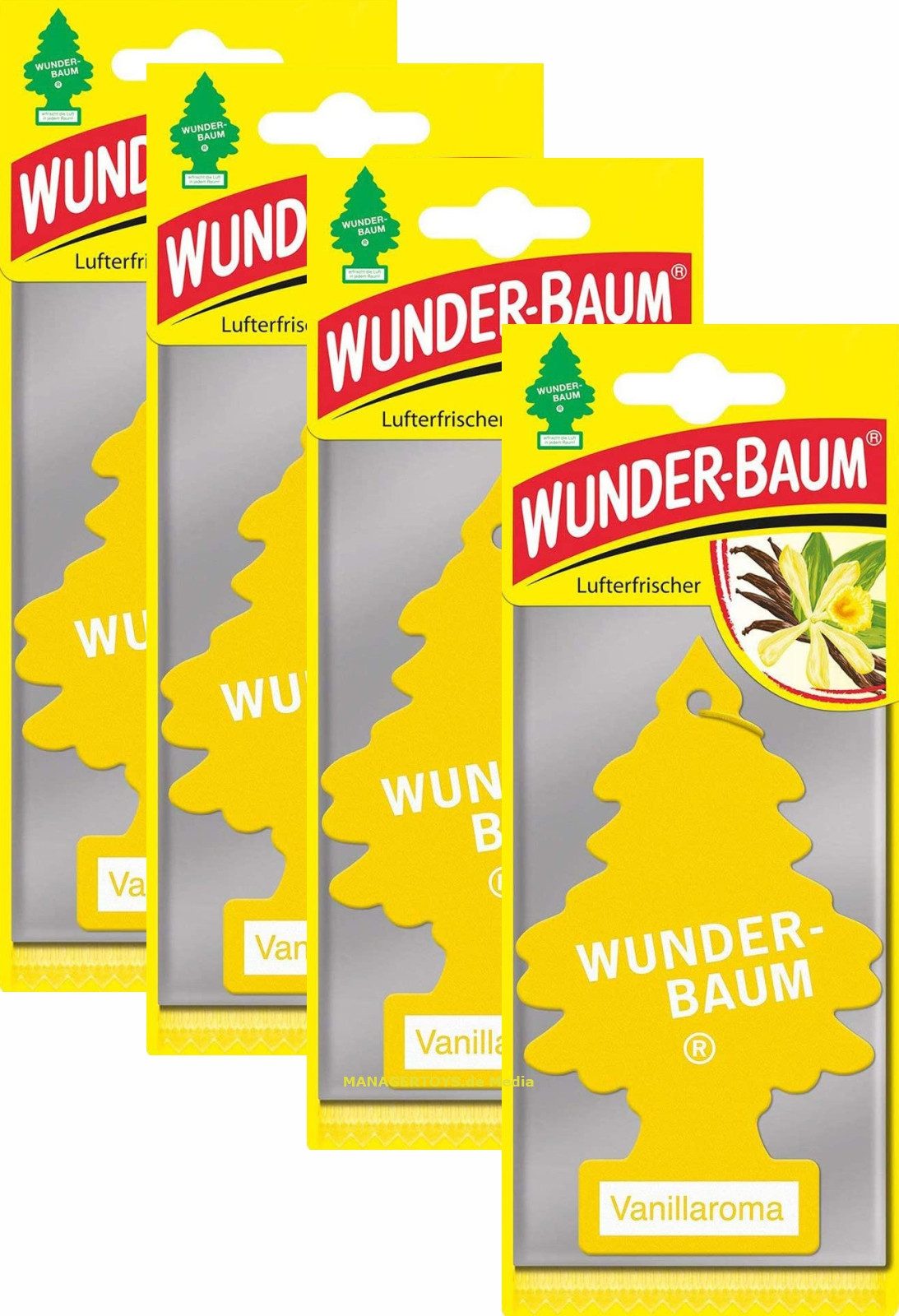 Wunder-Baum Raumduft Vanille 4er Duftbäumchen Wunderbaum Vanilla 4 Set Lufterfrischer