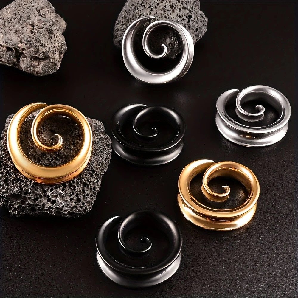 Taffstyle Plug Paar Flesh Tunnel Saddle Ohr Plug Piercing Spirale Chirurgenstahl (Stylische Spiral Ohr Plugs für Ohrpiercing als 2er Set – in 5 Größen erhältlic – Bild 4 von 5