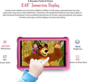 blackview Kinder's 8 GB RAM 6050mAh Akku Dual Box Lautsprecher Tablet (Dual SIM 4G LTE+WiFi", 128 GB, Android 13, Sicheres und robustes Lerngerät für Kinder)