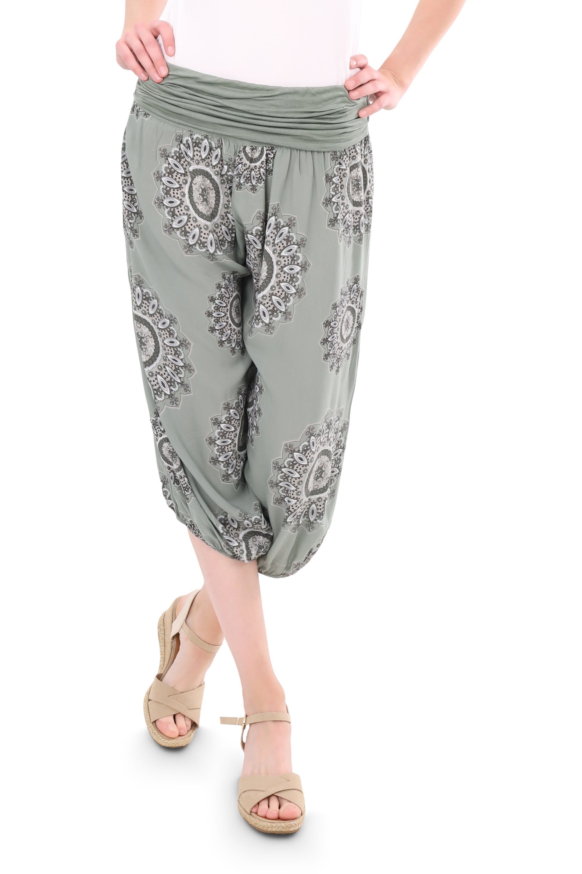 malito more than fashion Haremshose malito Damen Haremshose Capri 7196 Aladinhose Capri mit Orient Print Einheitsgröße