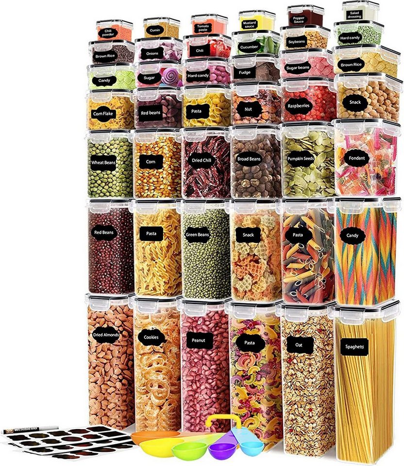 Simloveve Vorratsdose, (42 Stück Vorratsdosen Set, BPA-frei, 42-tlg., Plastik Aufbewahrungsbox mit Deckel Luftdicht), 2800ml, 2000ml, 1400ml, 800ml, Küche Aufbewahrung & Organisation