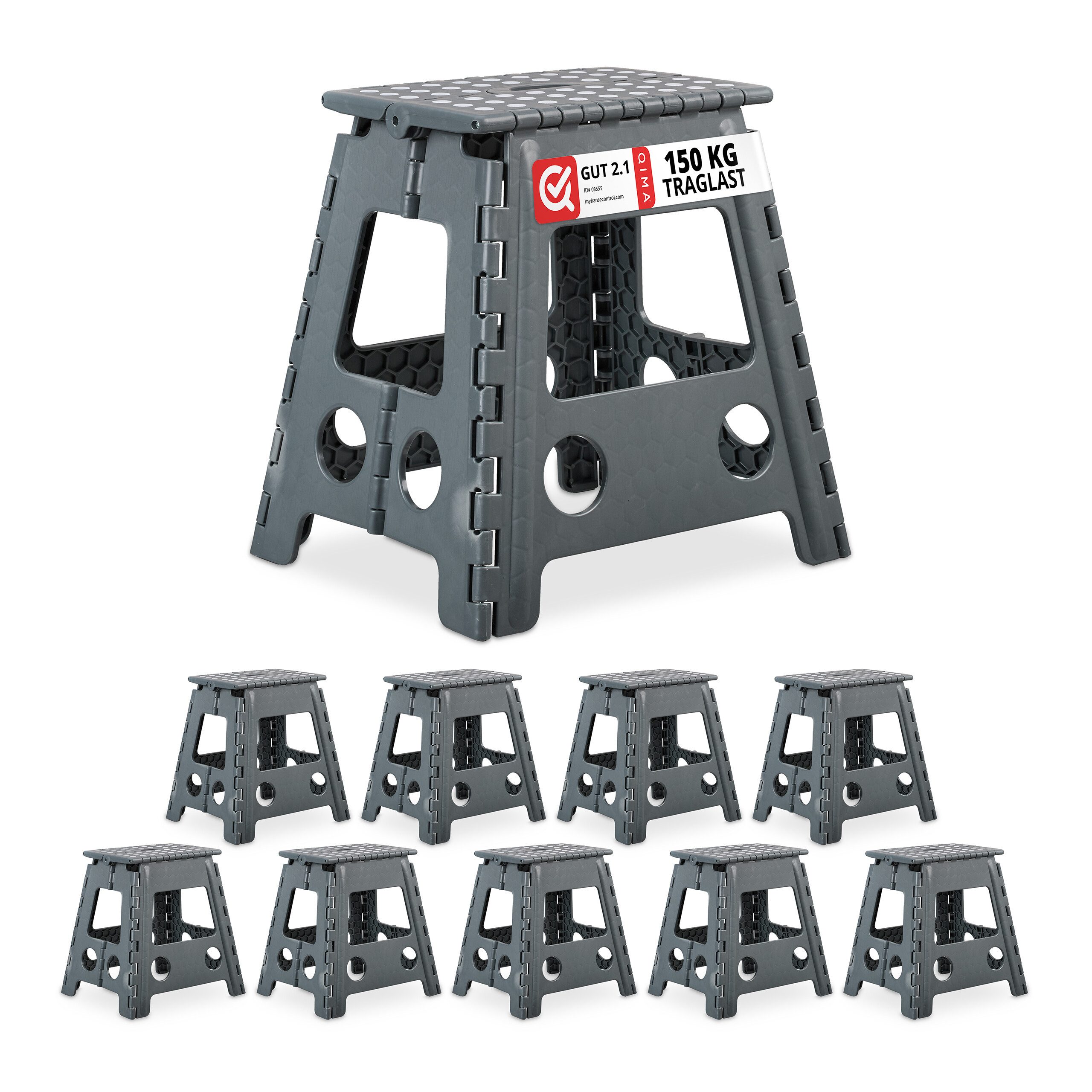 Campinghocker 10 x Klapphocker faltbar XL dunkelgrau