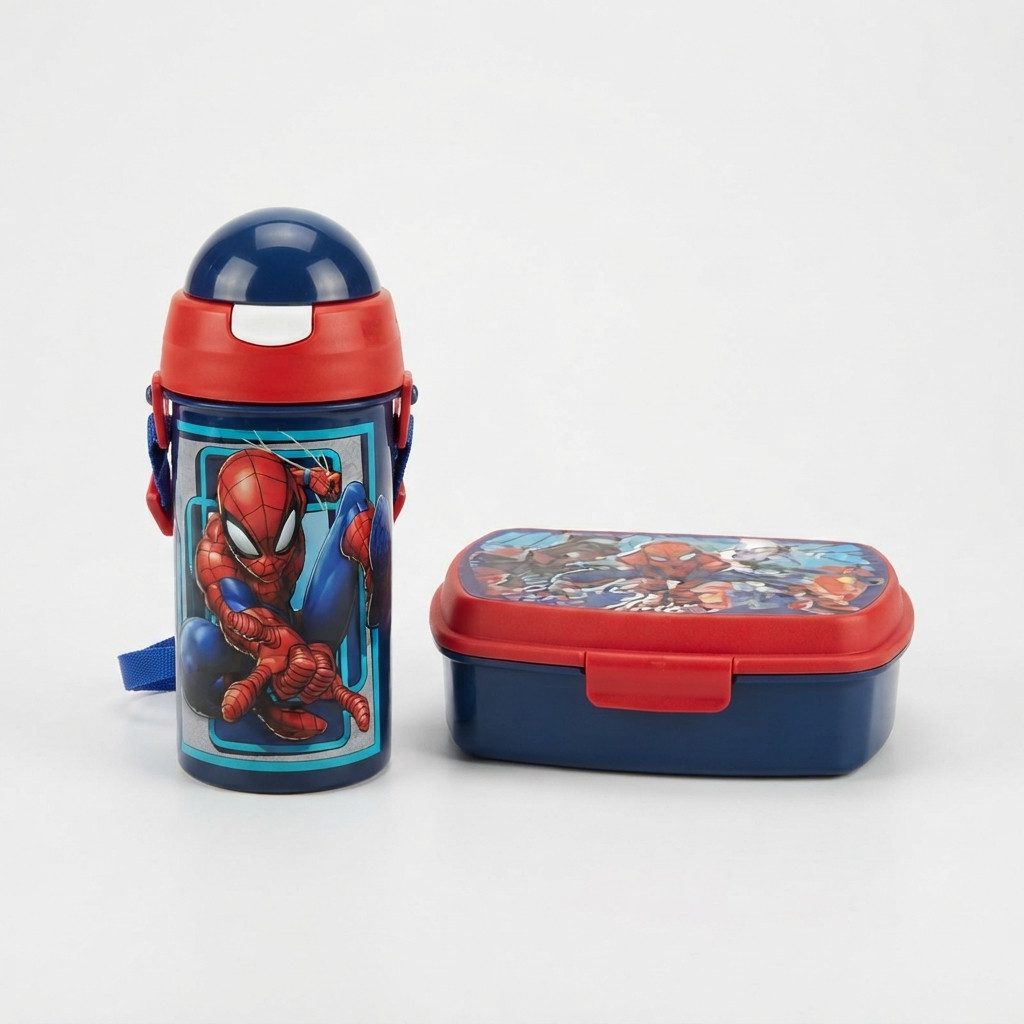 Spiderman Lunchbox Spider-Man Lunchbox + Trinkflasche 500 ml Set, Kunststoff, (Set, 2-tlg., Brotdose und Trinkflasche), 2-teiliges Lunch-Set