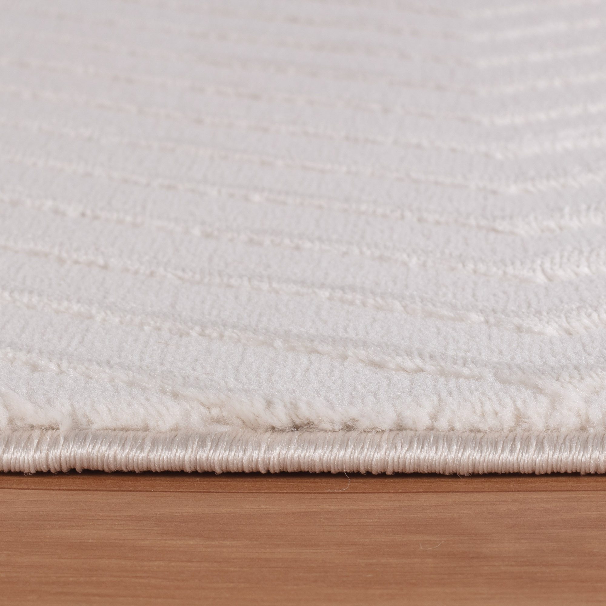 KADIMA DESIGN Teppich Kurzflorteppich ILLER 3D Struktur Beige Creme Silber Strapazierfähig, Läufer, Höhe: 14 mm, Creme, 80x150 cm, Strapazierfähig Fußbodenheizu – Bild 5 von 5