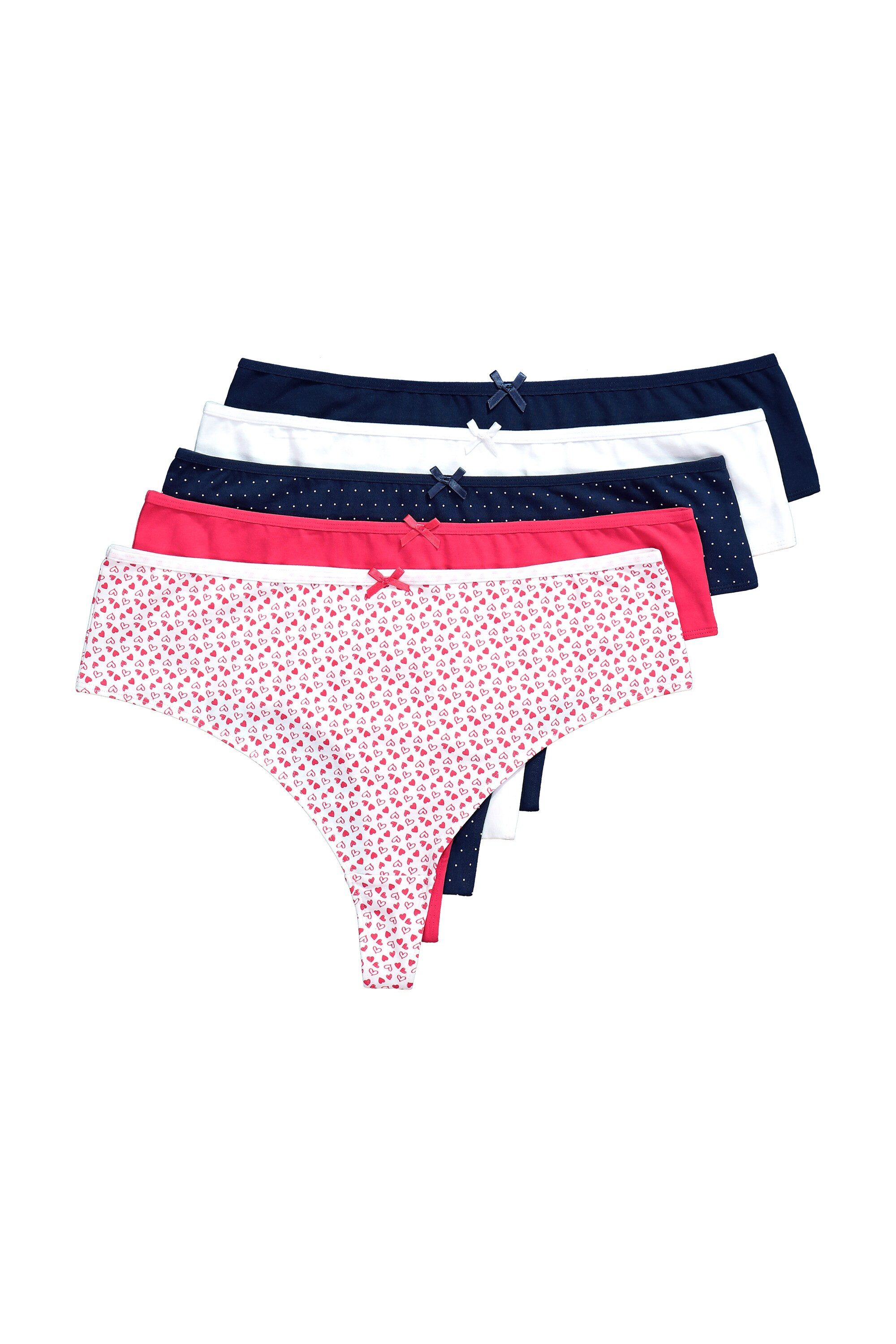 Ulla Popken Slip Strings 5er-Pack Herzen/einfarbig