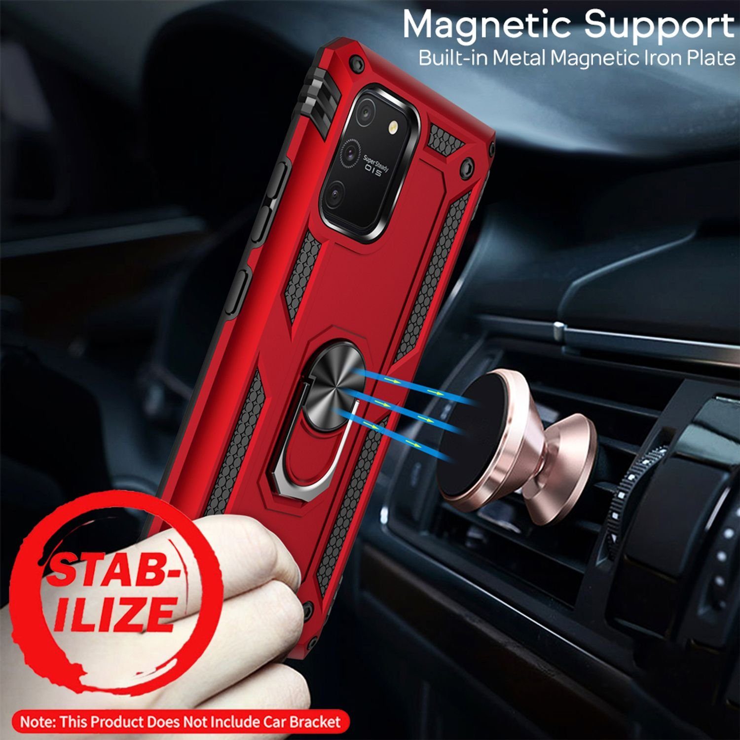 Nalia Smartphone-Hülle Samsung Galaxy S10 Lite 17 cm (6,7 Zoll), Stoßfeste Military-Style Ring Hülle / Extrem Schützend / Outdoor Case