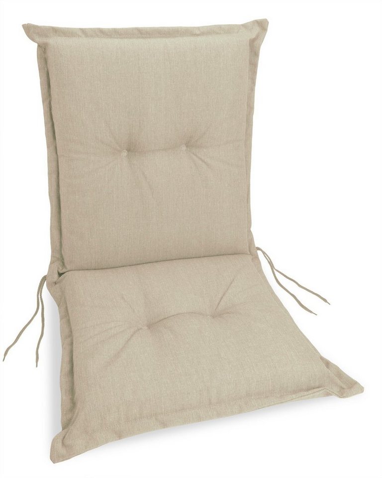 sunnypillow Stuhlkissen 1 Stück Gartenstuhlauflage Niedriglehner 100 x 50 x 9 cm, UV-Lichtecht Stuhlauflage Stuhlkissen, Cremefarben
