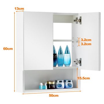 CLIPOP Badezimmerspiegelschrank Badschrank mit Spiegeltür (1er Set) Hängeschrank mit verstellbarer Ablage