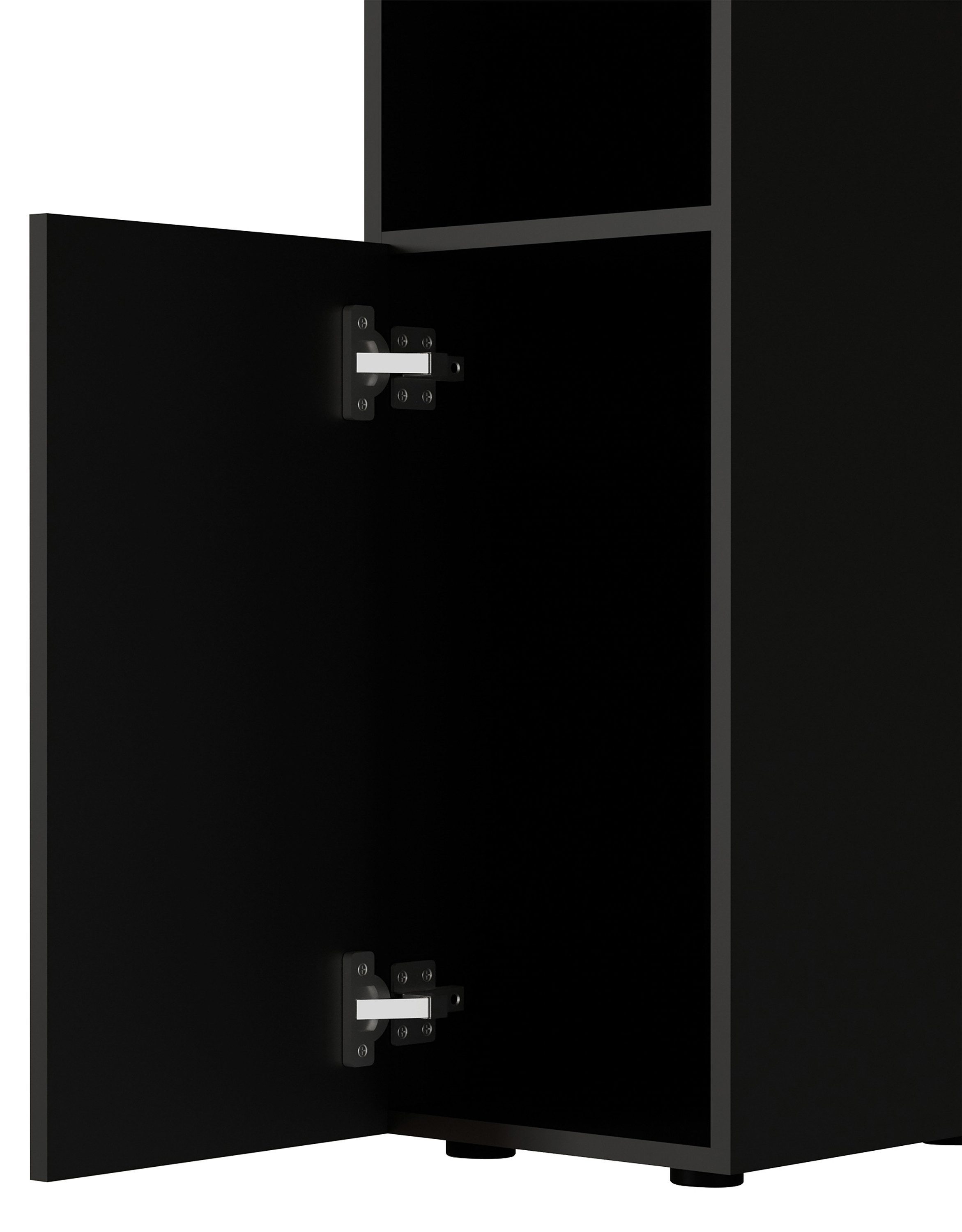 VCM Nachttisch Nachtkonsole Narila H. 90 x B. 30 x T. 35 cm, Nachtschrank, Beistelltisch mit Drehtühr, Nachtkommode