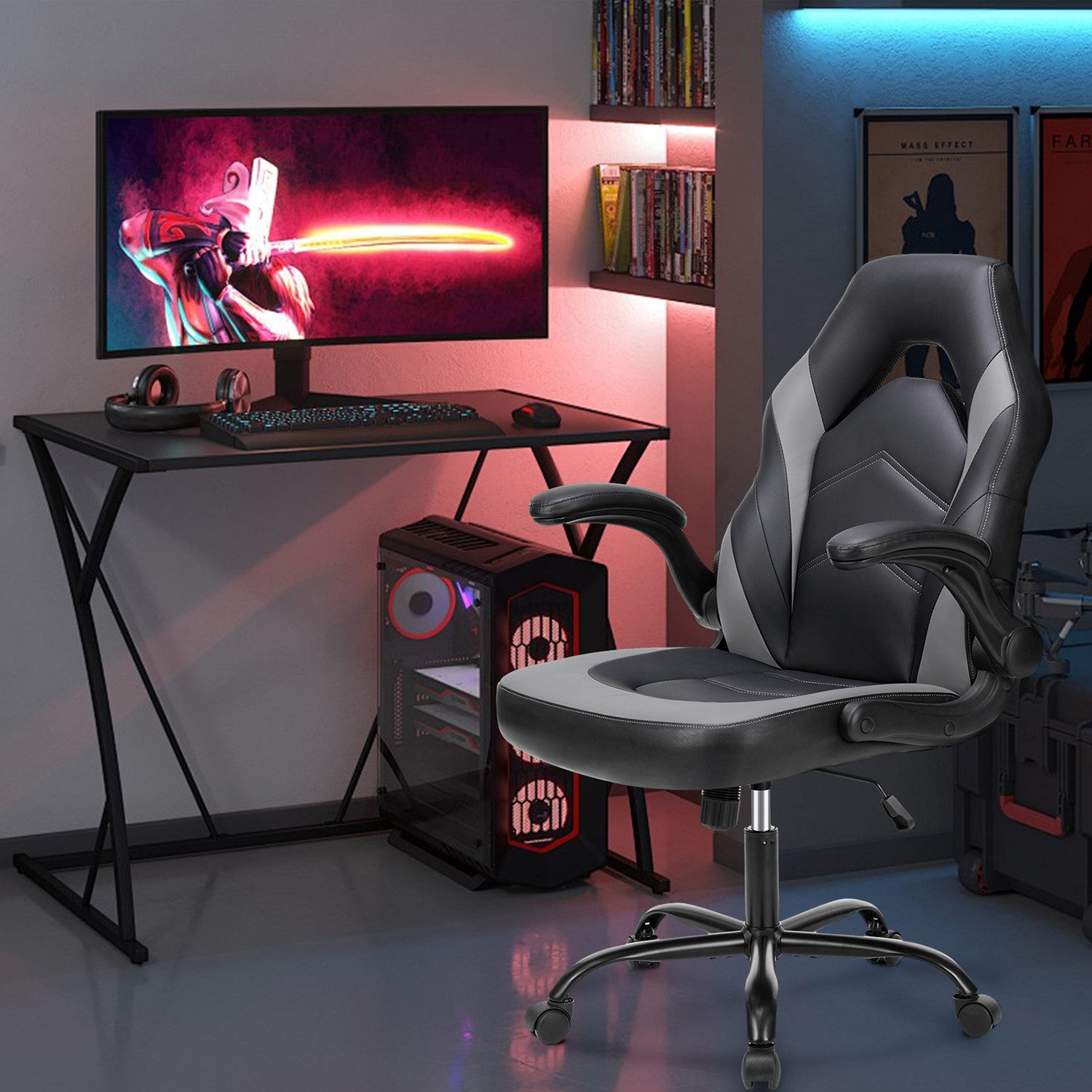 DUMOS Gaming-Stuhl Ergonomischer Bürostuhl mit Fußstütze, günstig online kaufen
