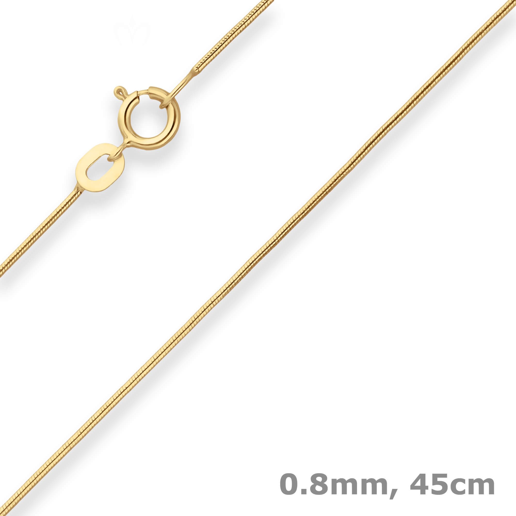 Schmuck Krone Goldkette 0,8mm Schlangenkette aus 333 Gelbgold 45cm, Gold 333