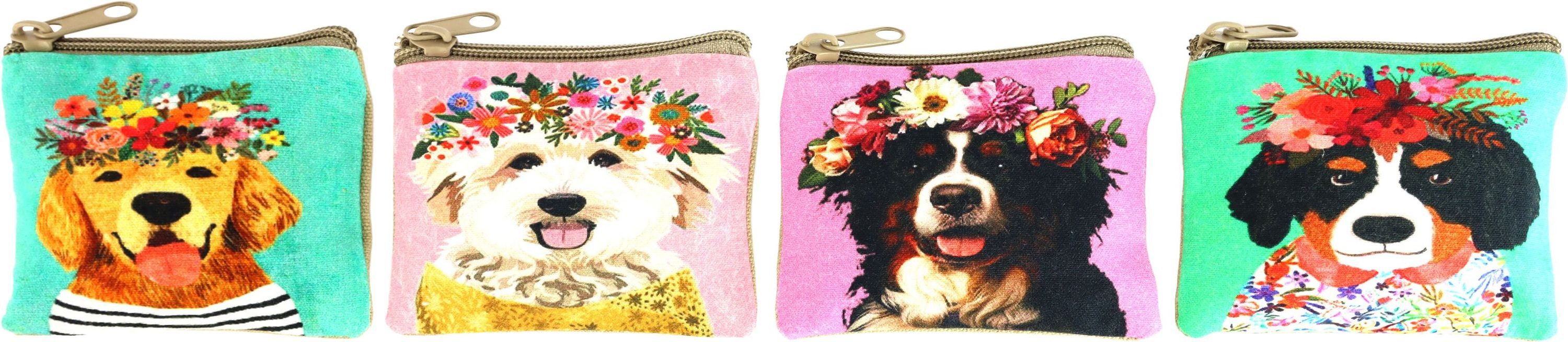 FURNARO Mini Bag Bohobello (4-tlg., Set), 4-teilig, Hundemotiv, Canvas, 10 x 8 cm