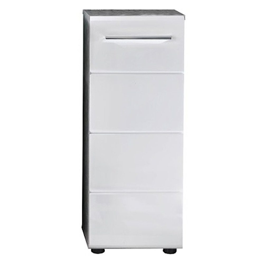 trendteam Unterschrank NanoBad Badezimmerschrank Badmöbel Standschrank Weiß/Grau 32x82x28cm