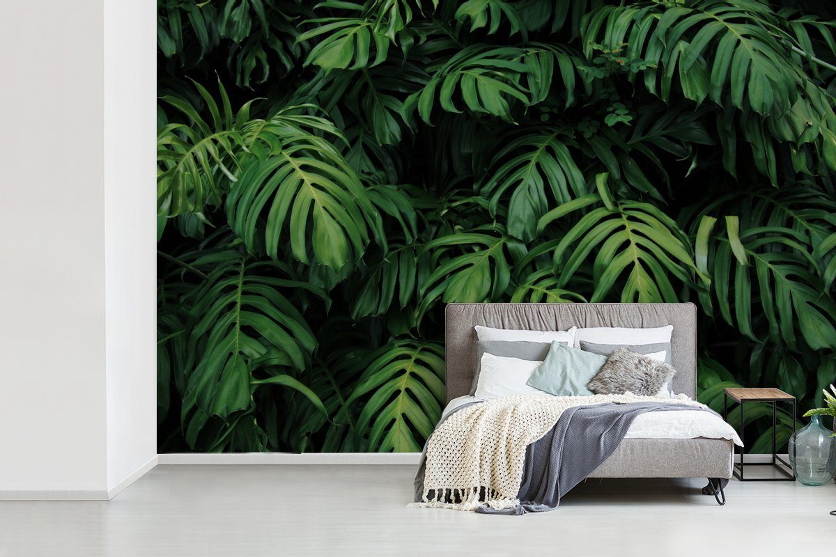 - bedruckt, Kinder Tapete Abstrakt für Vinyl Wohnzimmer, Matt, Monstera - Wallpaper Blätter - Jungen, - St), MuchoWow - Mädchen Schlafzimmer, Kinderzimmer, Fototapete (6